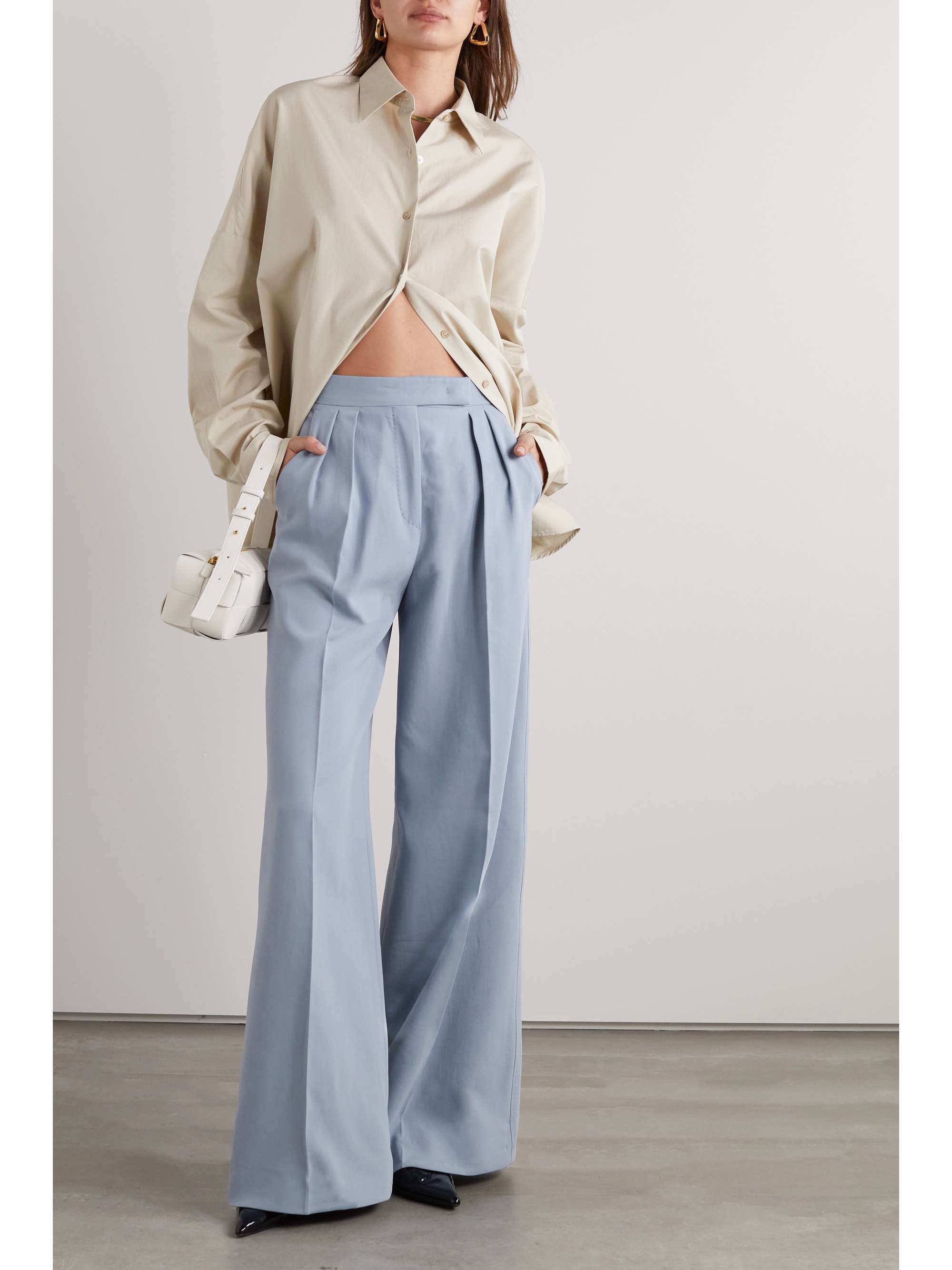 MAX MARA Mimma pleated cotton-crepe wide-leg pants