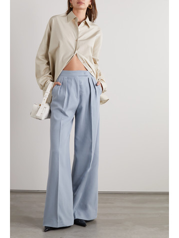 Max Mara Mimma pleated cotton-crepe wide-leg pants