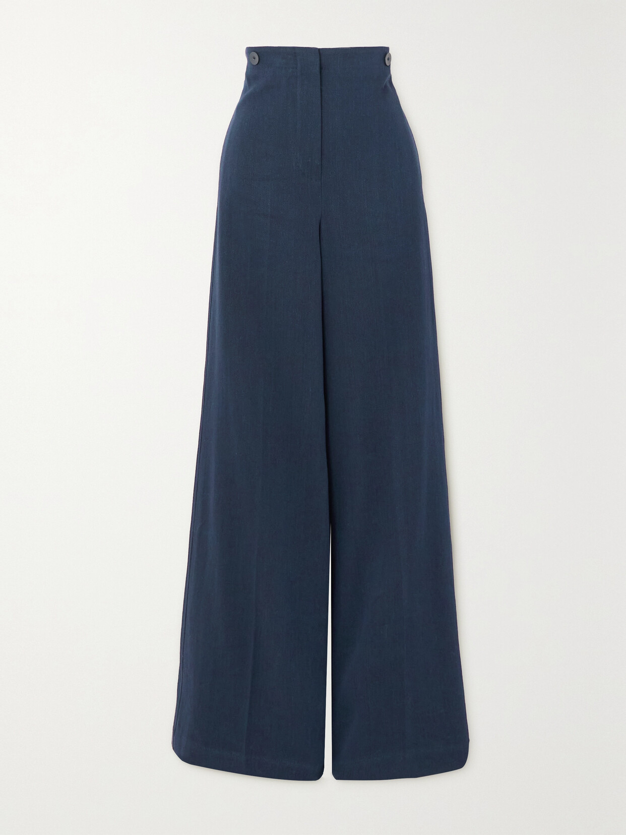 Max Mara - Pleated Linen And Cotton-blend Twill Wide-leg Pants - Blue