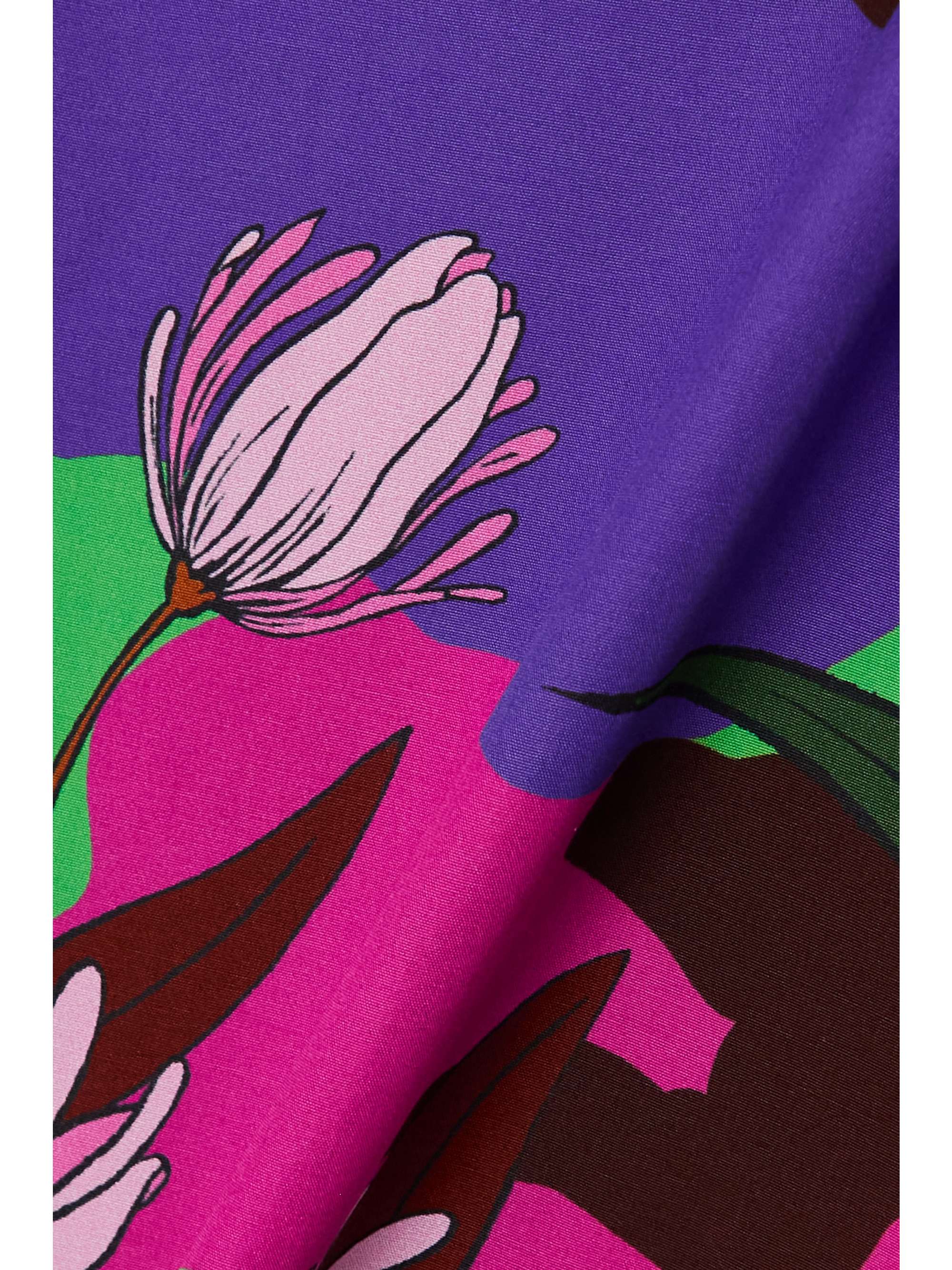 MONCLER Cropped floral-print cotton-poplin shirt