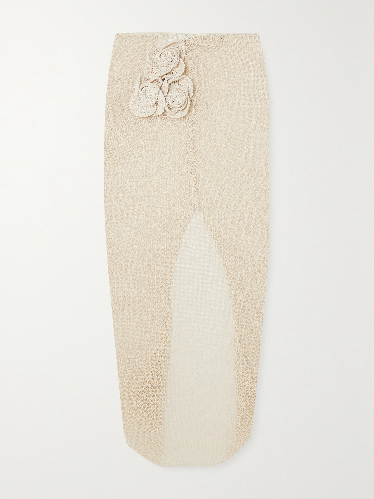 Magda Butrym - Appliquéd Gathered Crocheted Cotton-blend Maxi Skirt - Cream