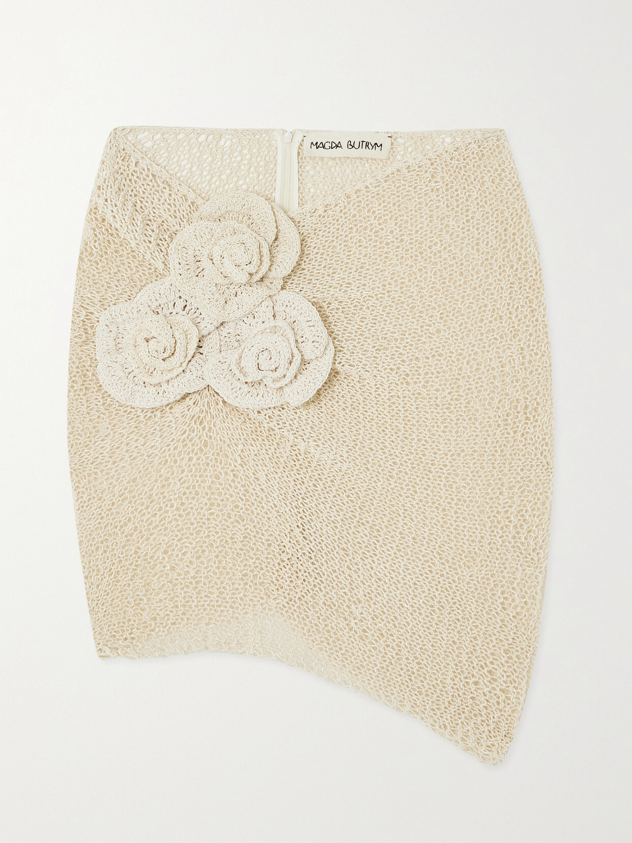 Magda Butrym - Appliquéd Gathered Crocheted Cotton-blend Mini Skirt - Cream