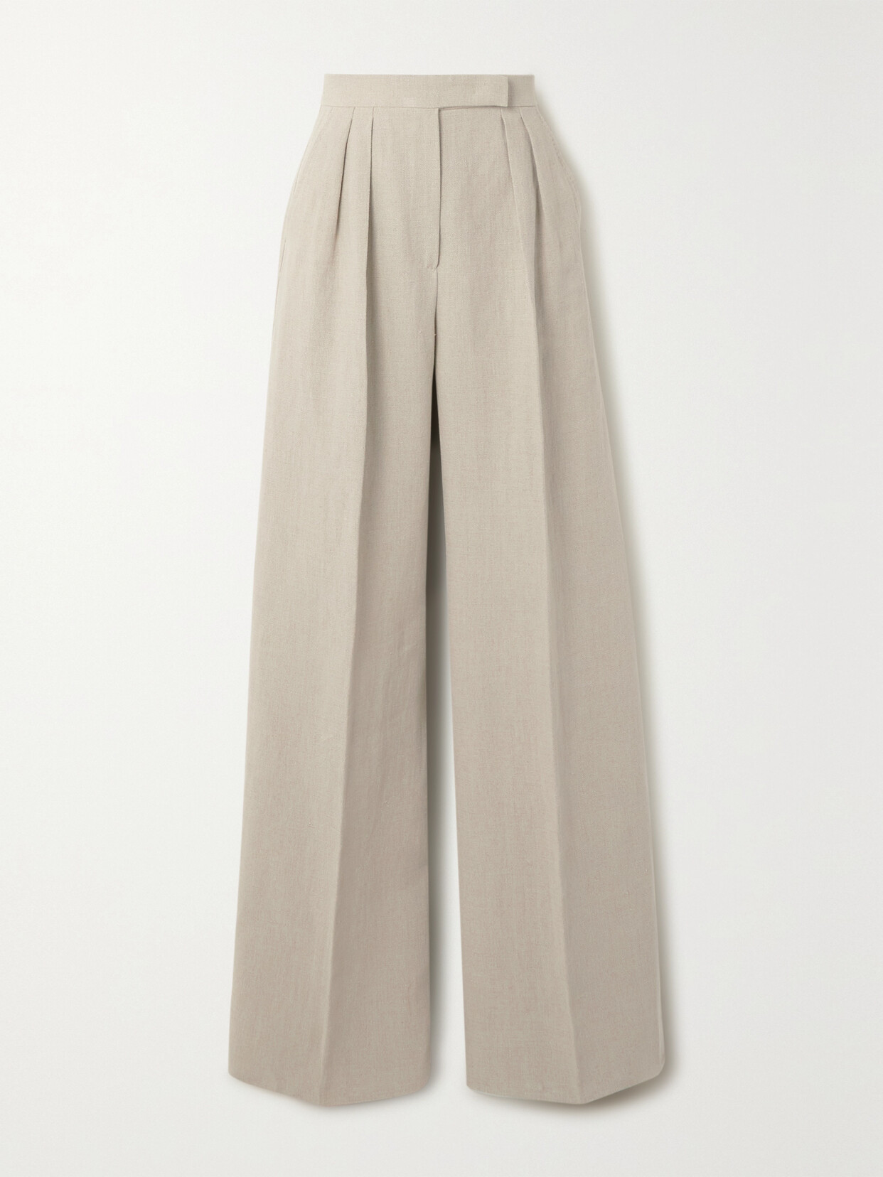 Max Mara - Caden Pleated Linen Wide-leg Pants - Neutrals