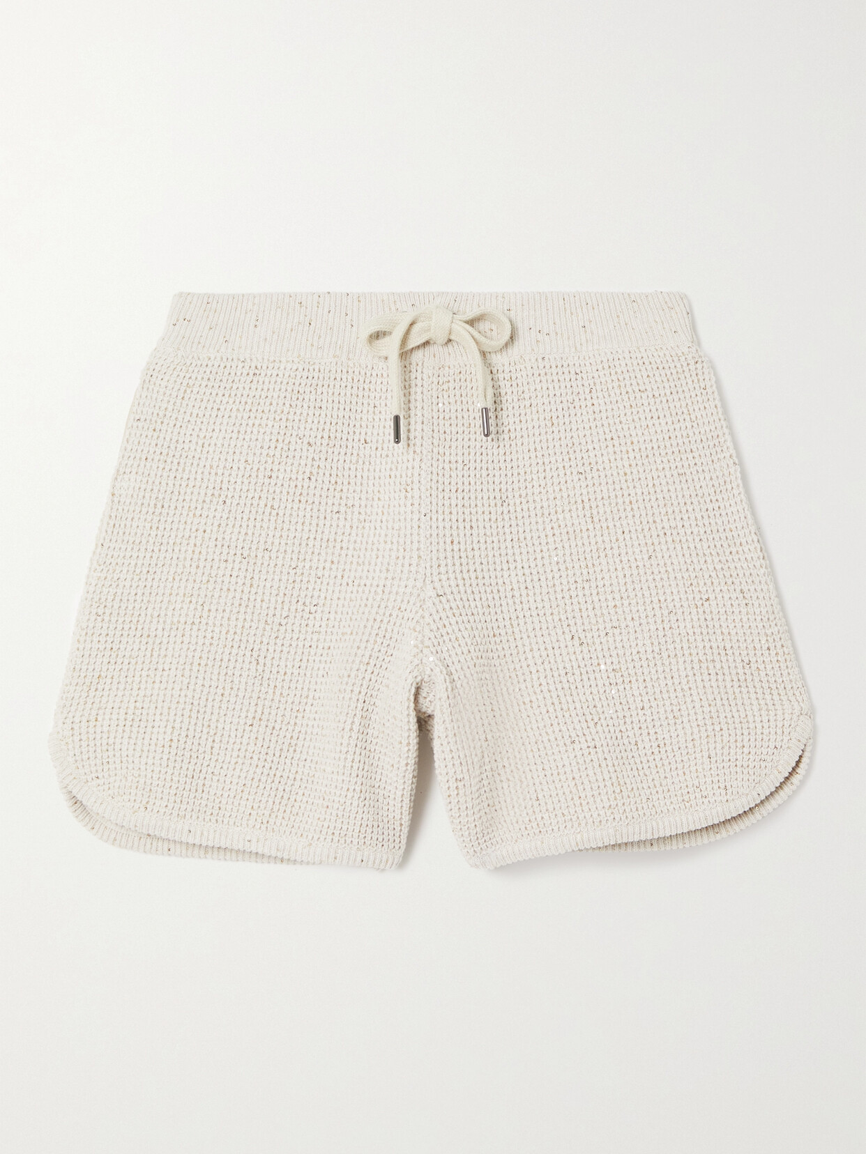 Brunello Cucinelli Sequin-embellished Cotton-blend Shorts In Off-white