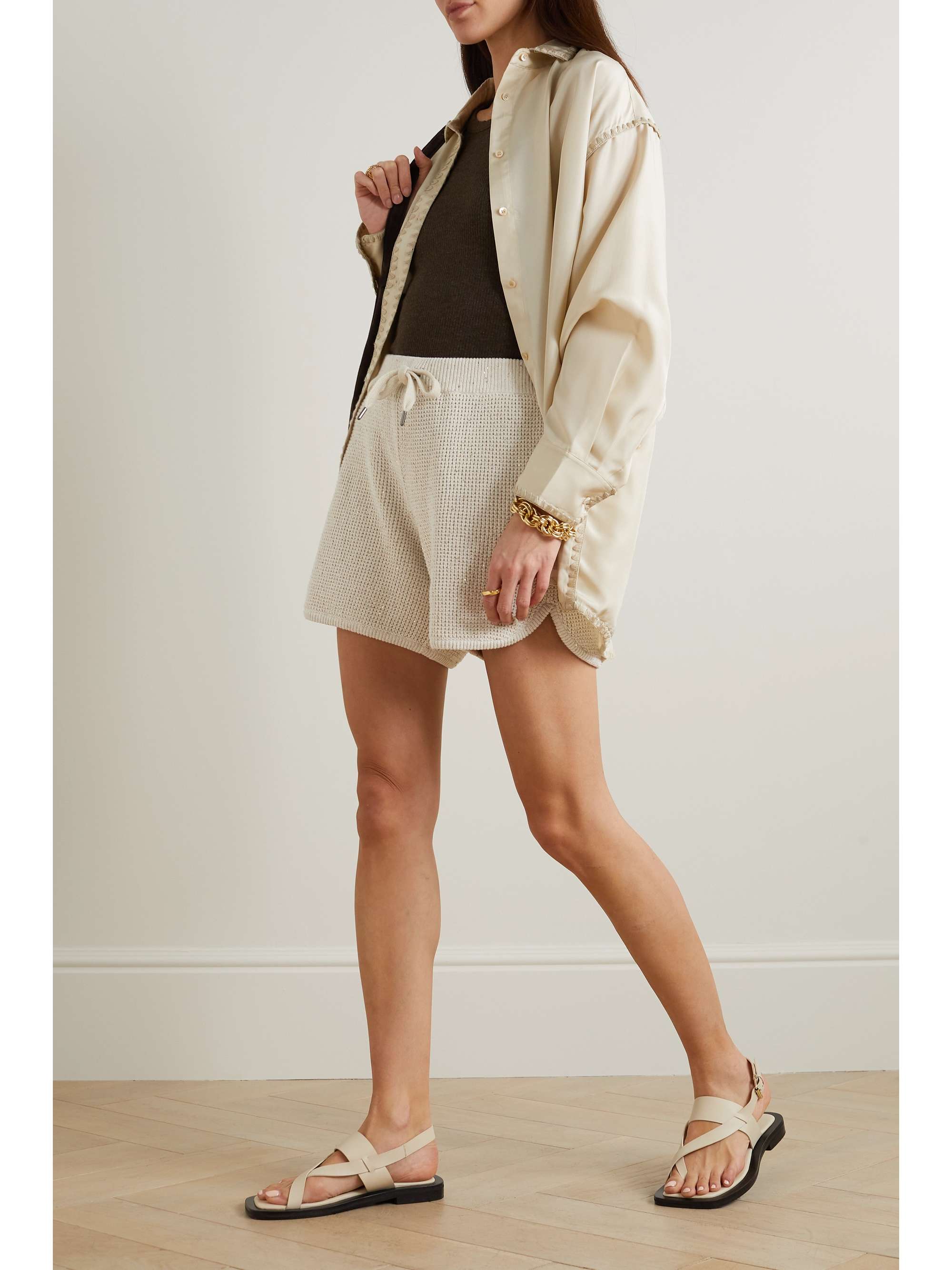 BRUNELLO CUCINELLI Sequin-embellished cotton-blend shorts