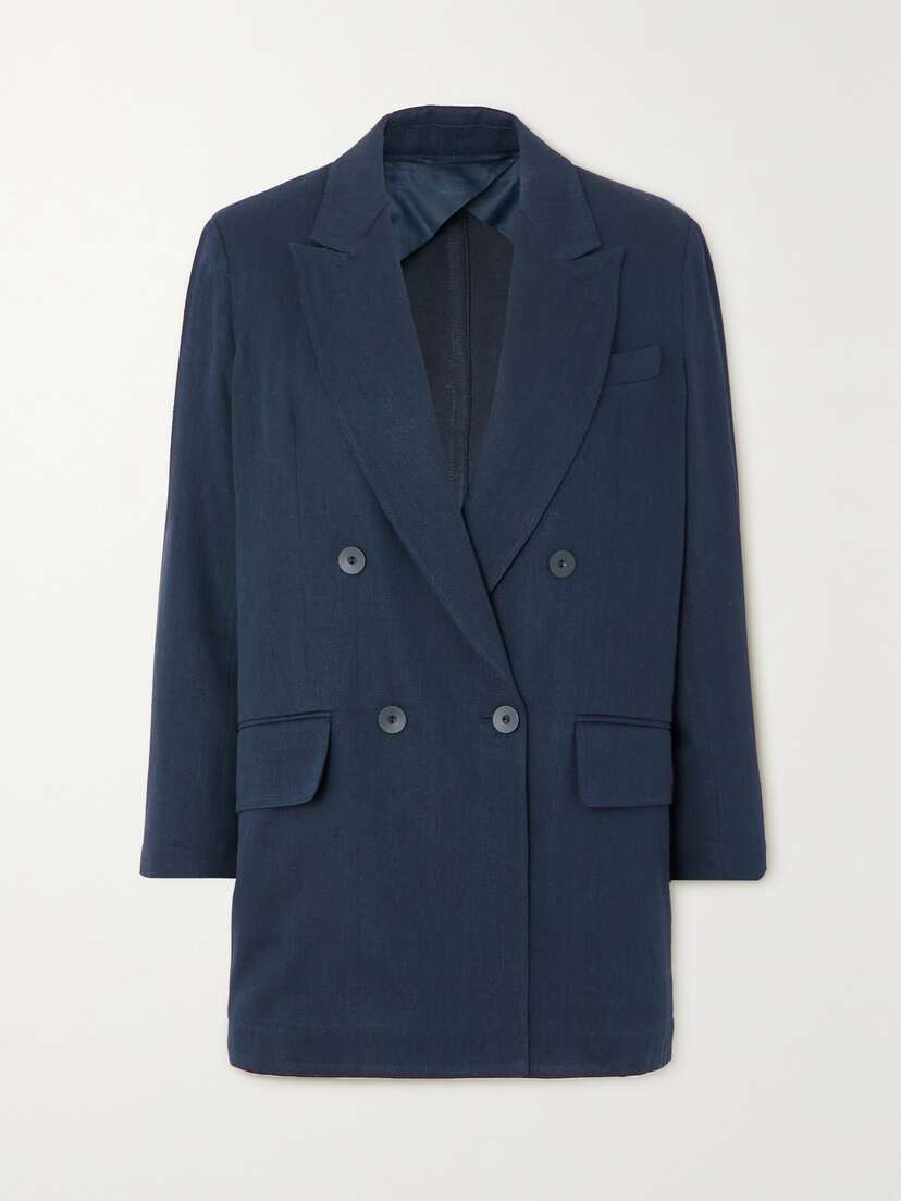 Max Mara Filante Double-breasted Linen And Cotton-blend Twill Blazer - UK 16