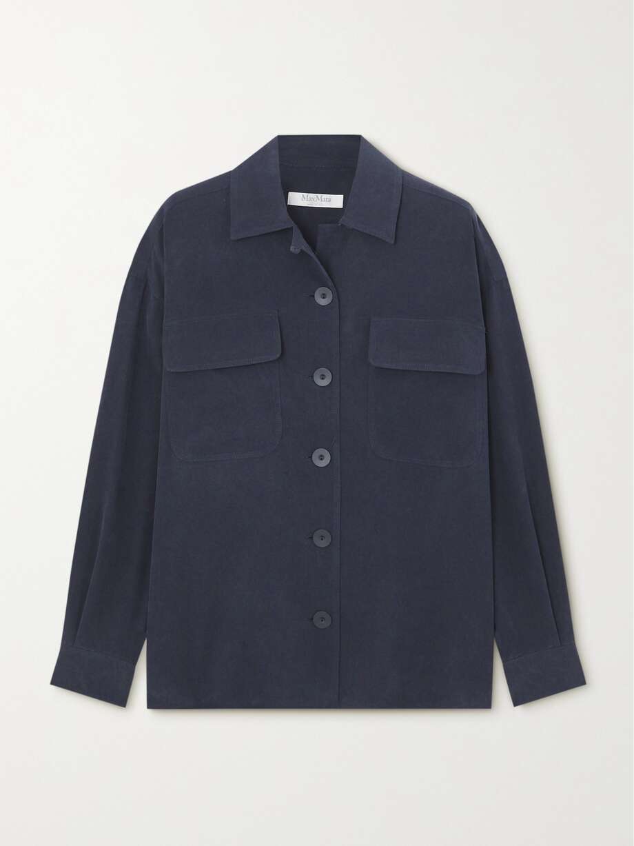 Navy Silk Shirt