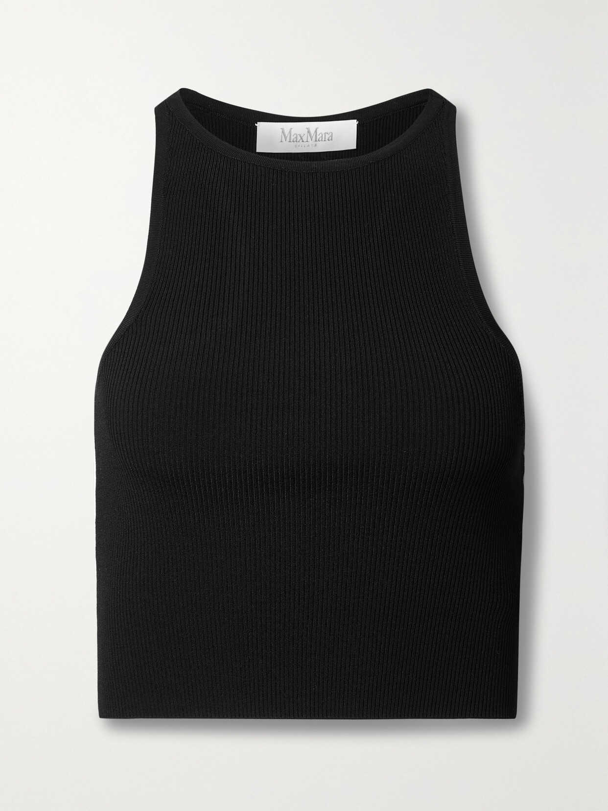 Max Mara - Turku Cropped Ribbed Jersey Tank - Black