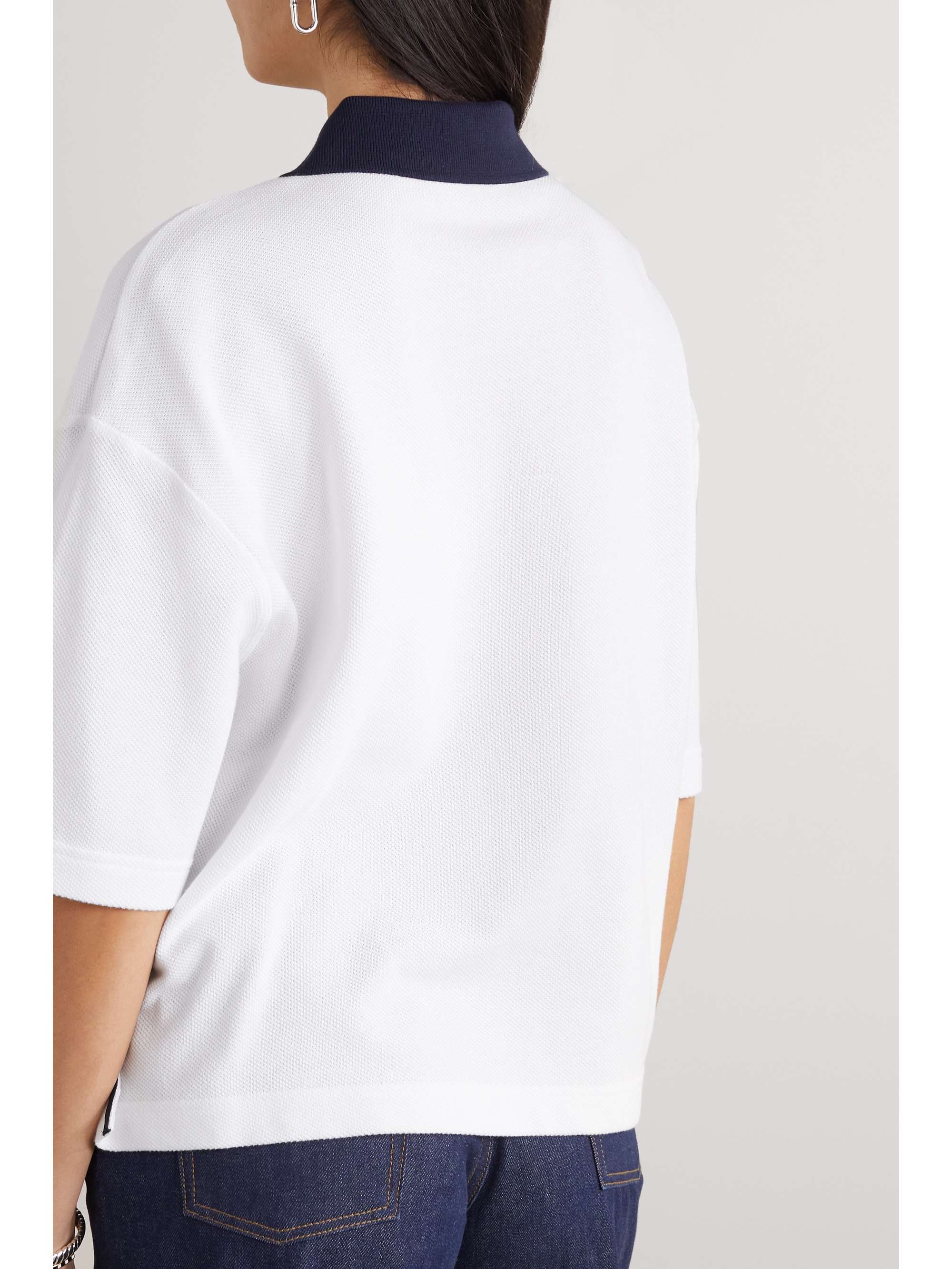 MONCLER Appliquéd cotton-piqué polo shirt