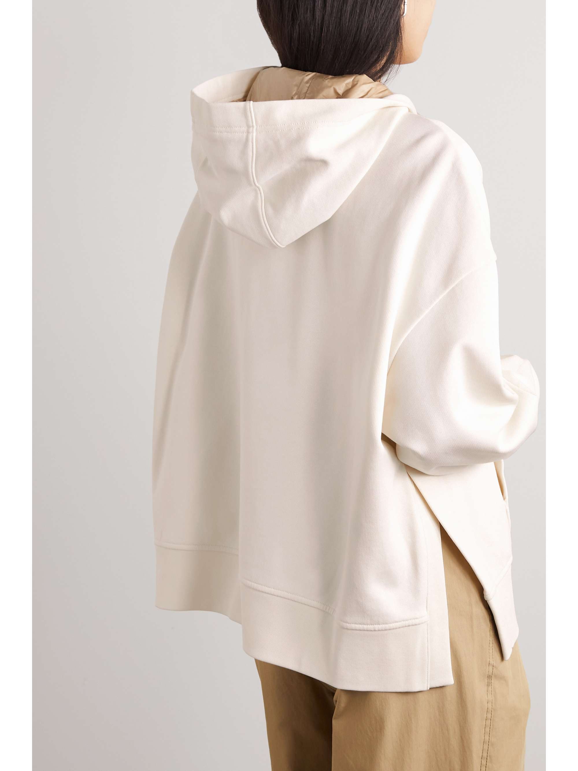 MONCLER Lace-up cotton-blend jersey hoodie