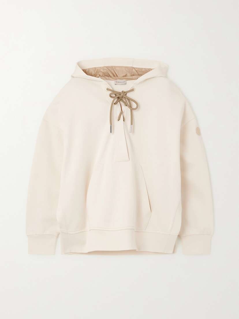 Moncler Lace-up Cotton-blend Jersey Hoodie