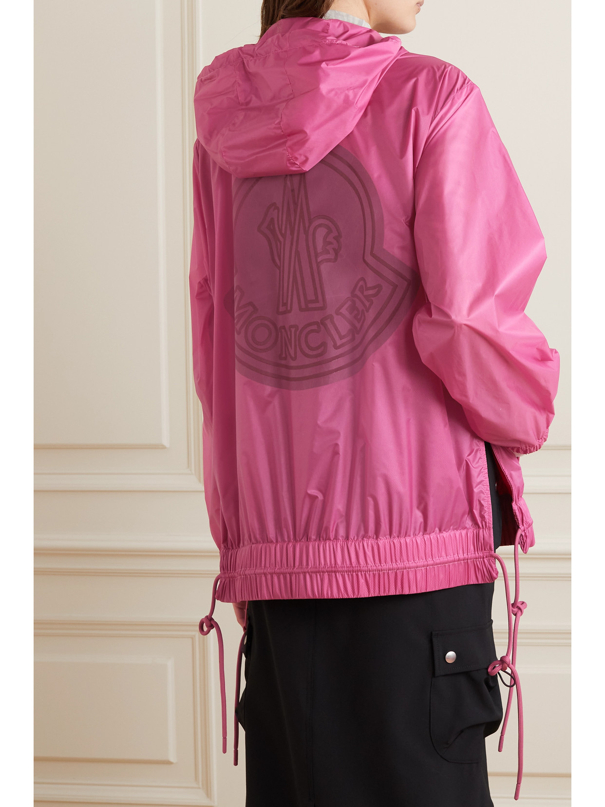 Moncler Pointu Printed Shell Hooded Jacket In Pink