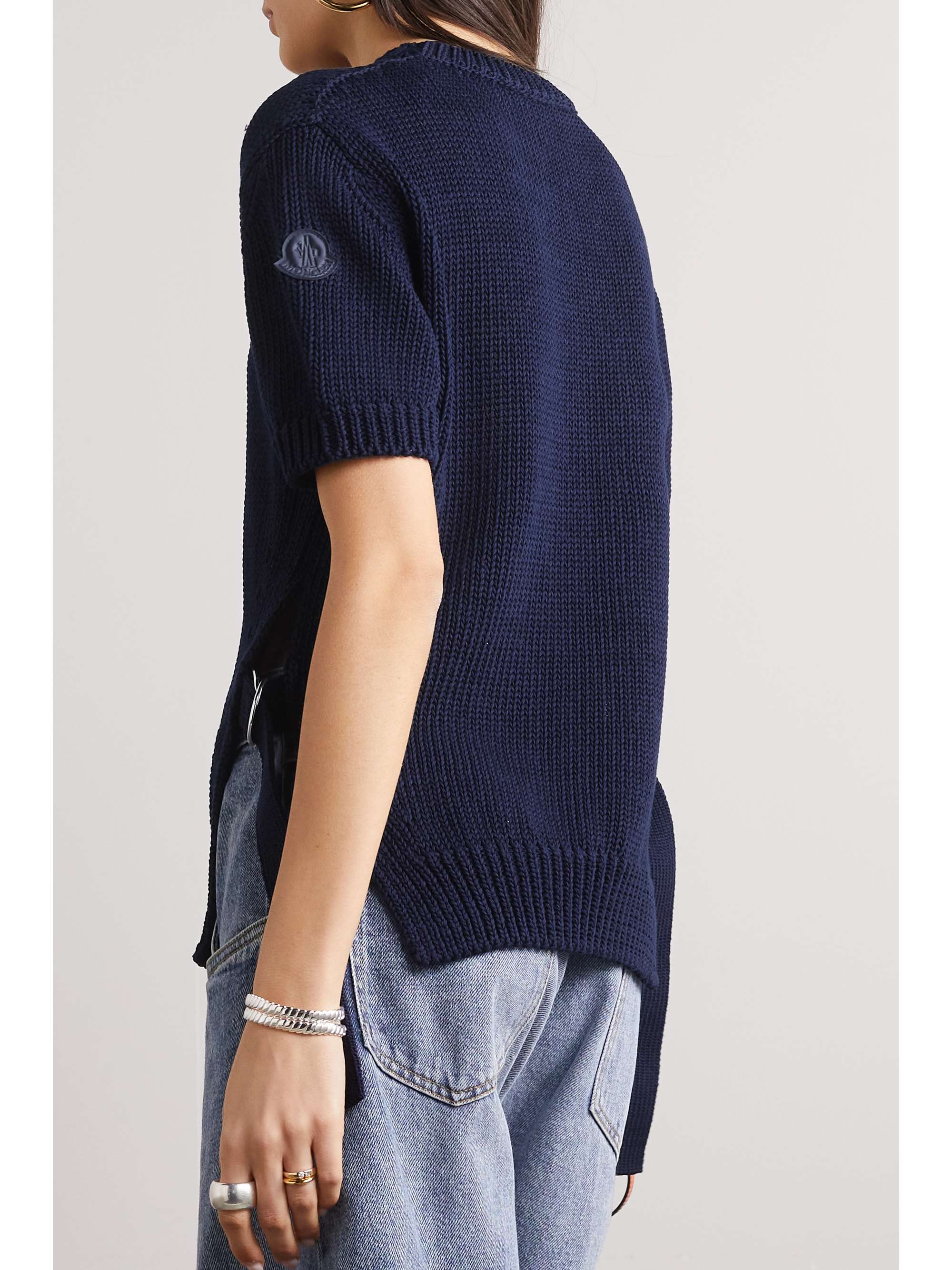 MONCLER Cutout ribbed cotton T-shirt