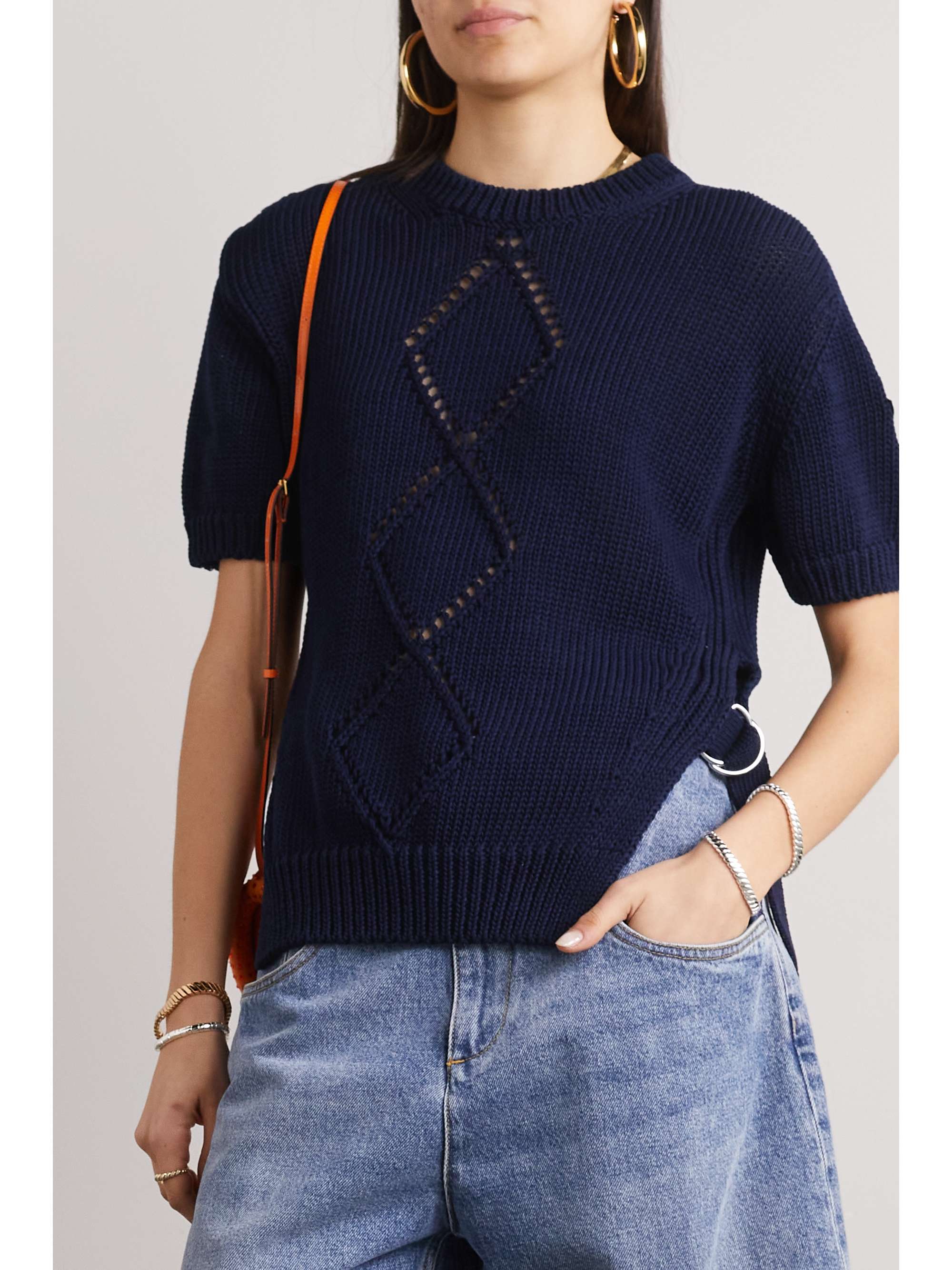MONCLER Cutout ribbed cotton T-shirt