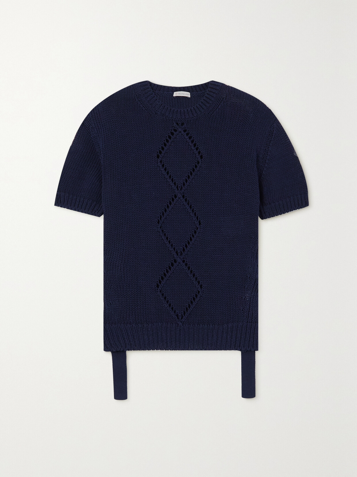 Moncler - Cutout Ribbed Cotton T-shirt - Navy