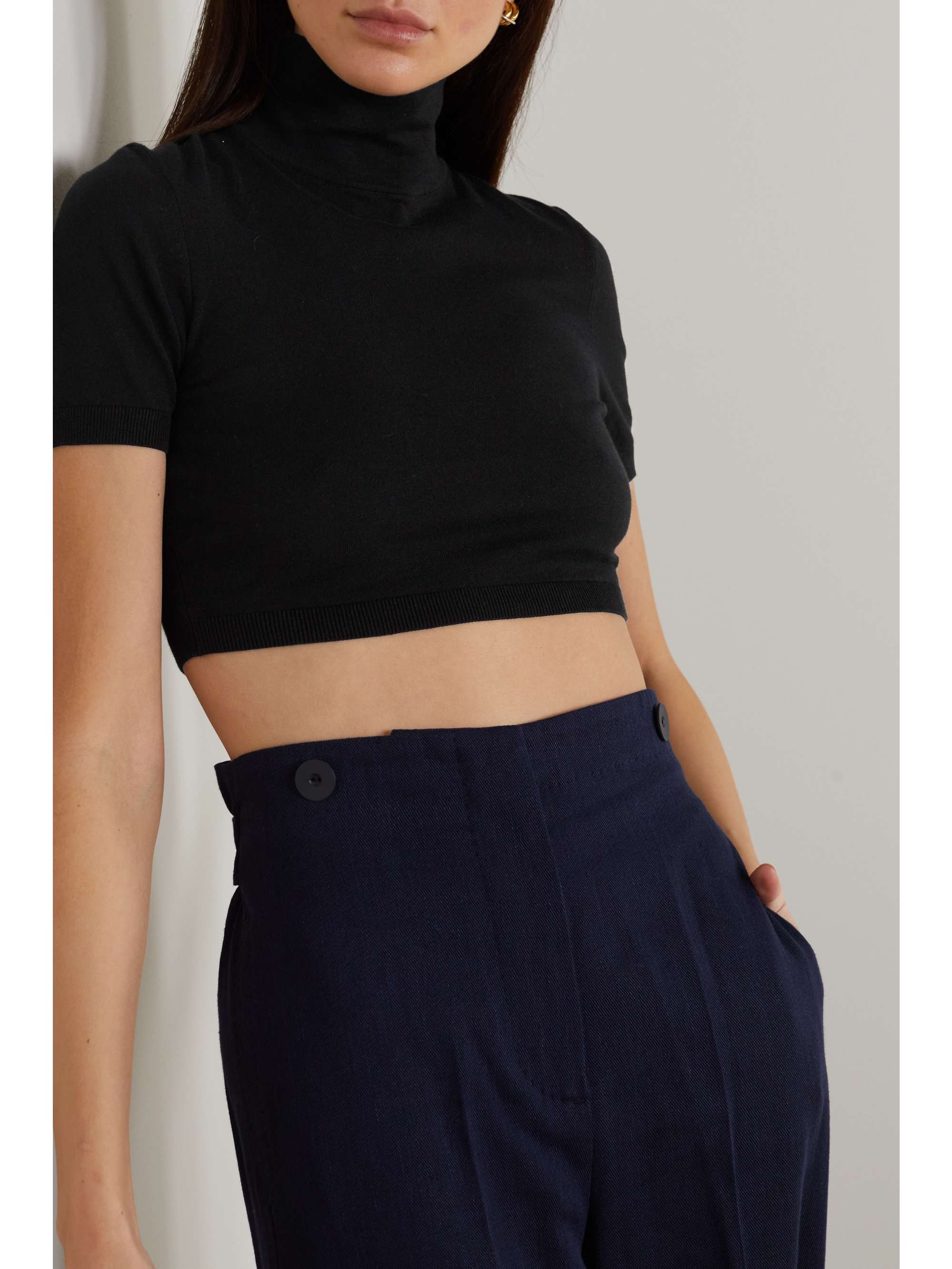 MAX MARA Aire cropped cotton-blend turtleneck sweater