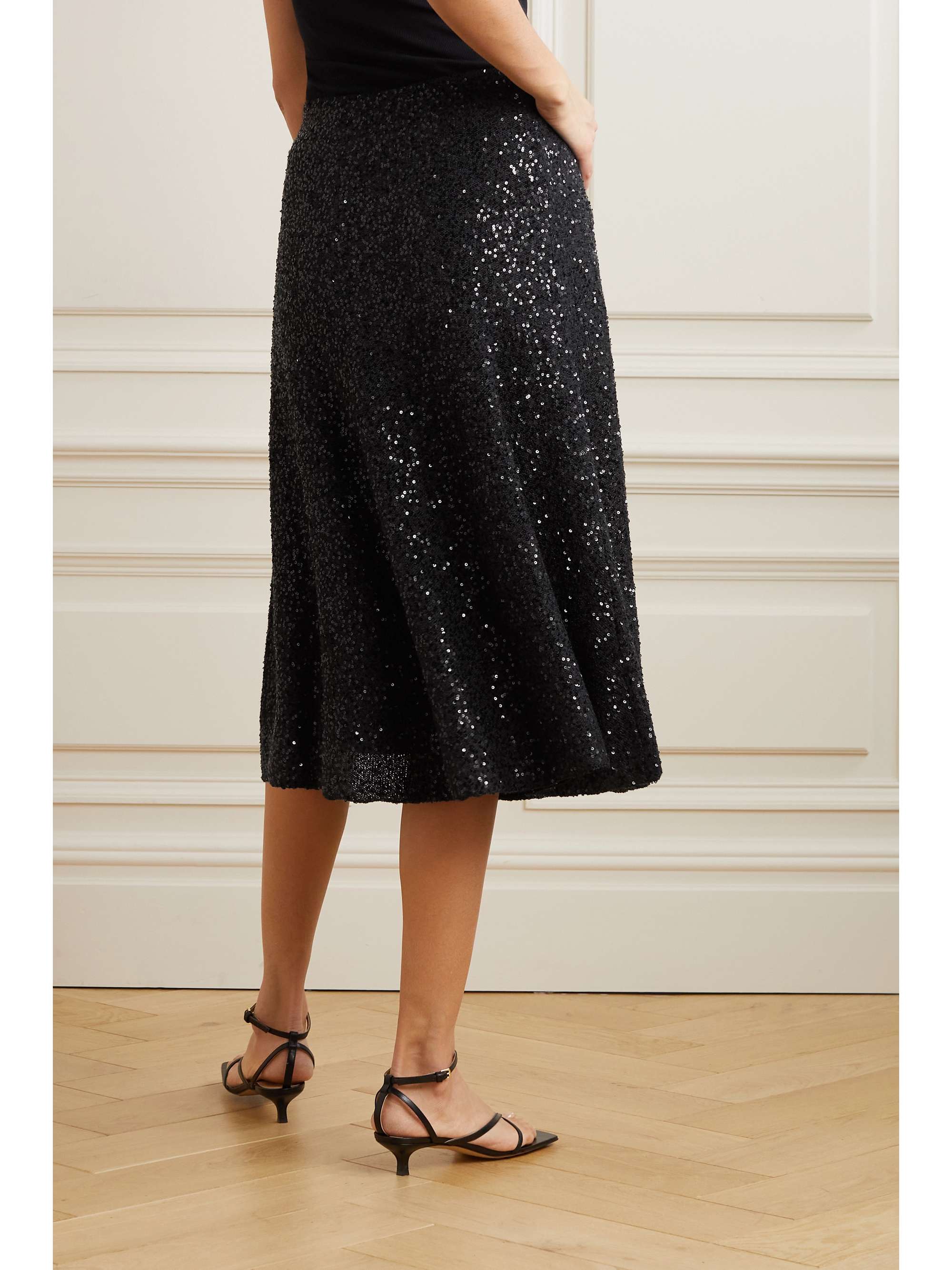 BRUNELLO CUCINELLI Sequined linen, cashmere and silk-blend midi skirt