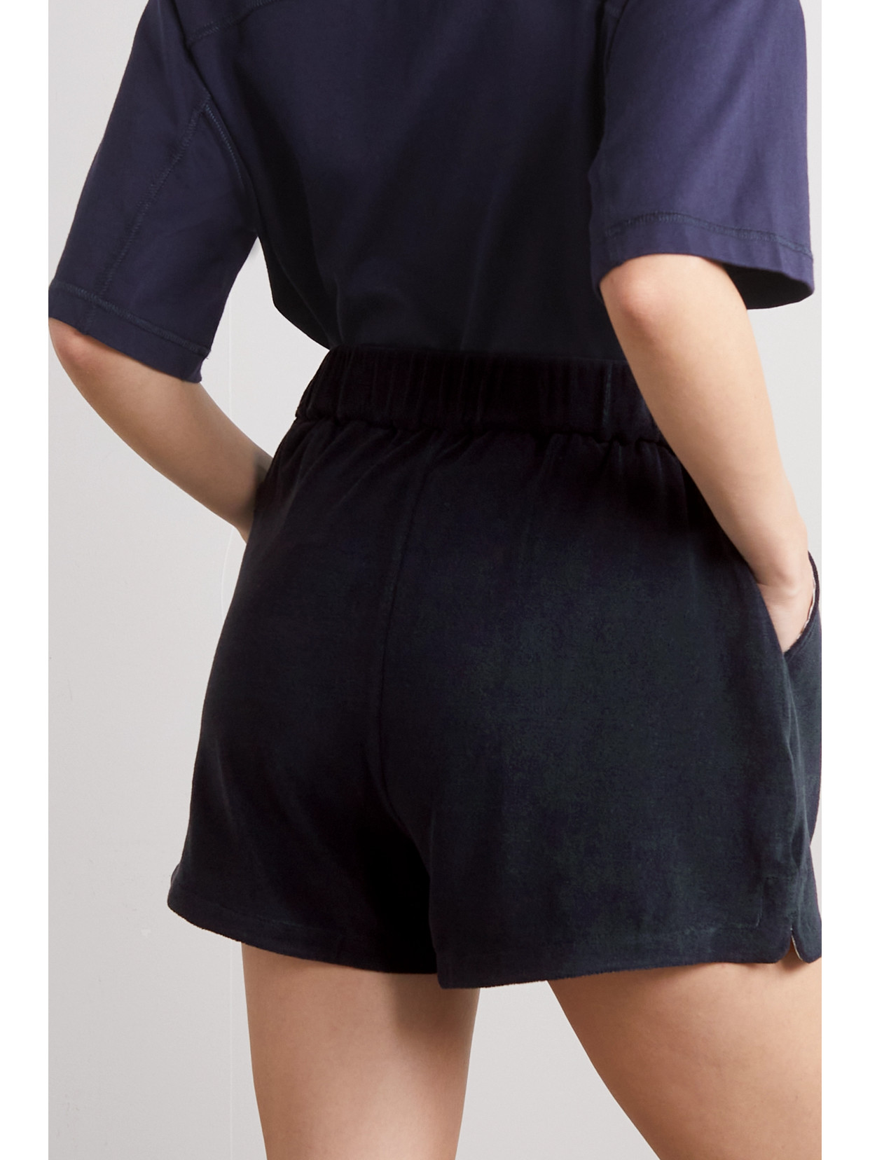Moncler Cotton-blend Terry Shorts In Blue