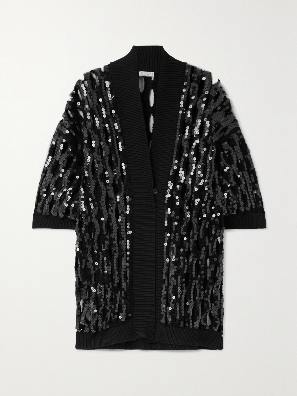 Brunello Cucinelli - Sequined Linen-blend Cardigan - Black