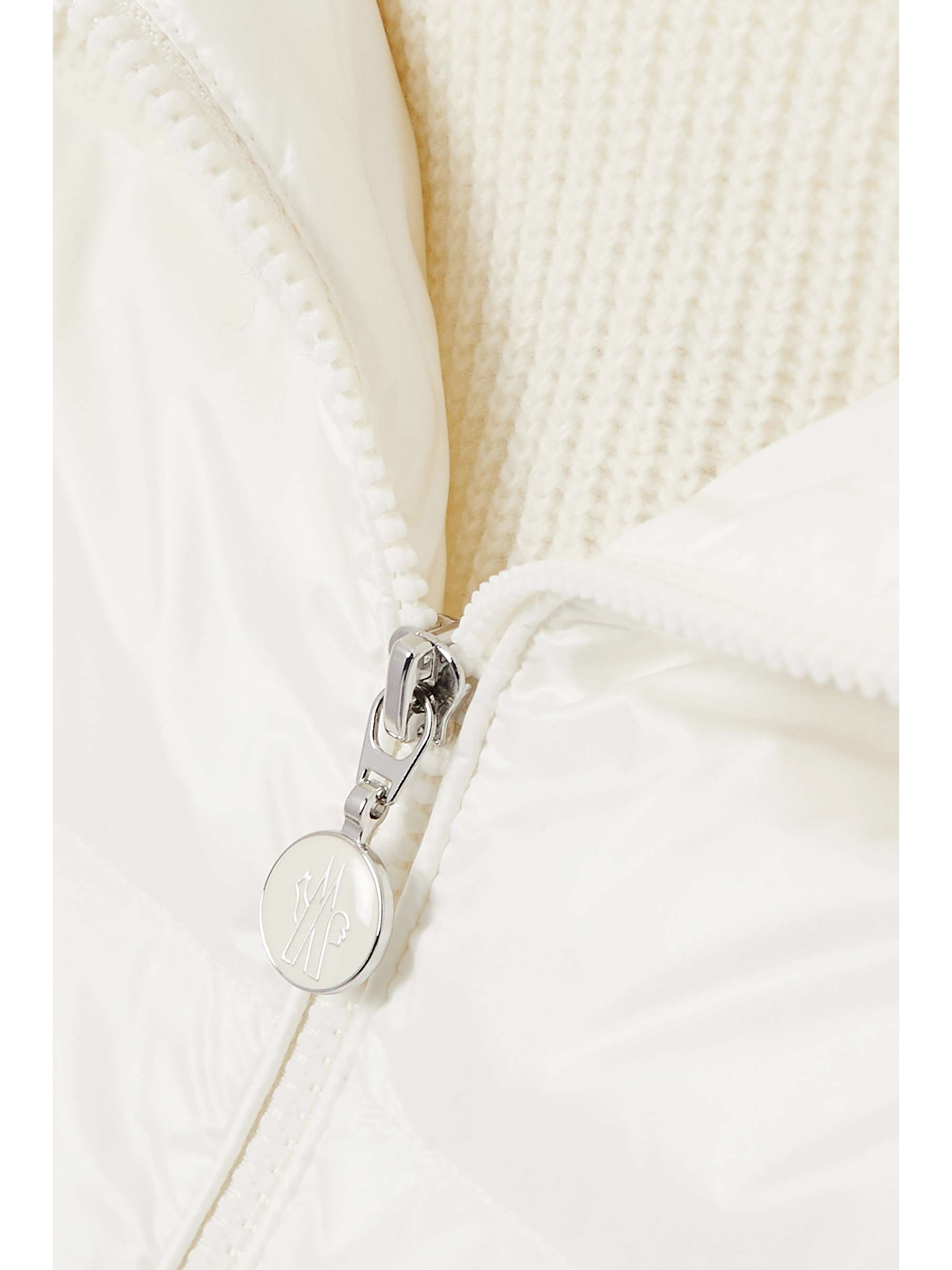 MONCLER Ribbed wool and quilted shell down hoodie