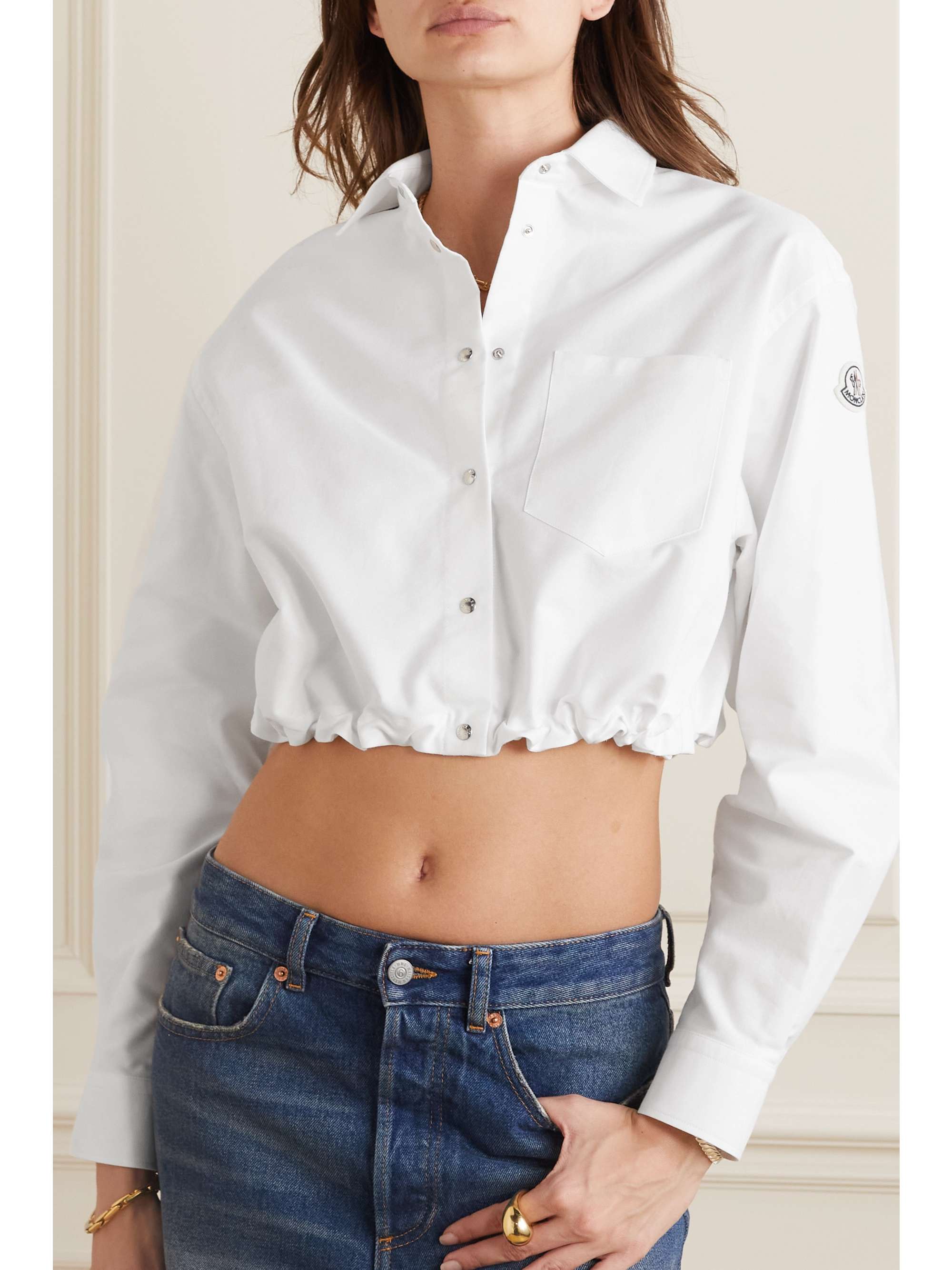 MONCLER Cropped cotton-poplin shirt