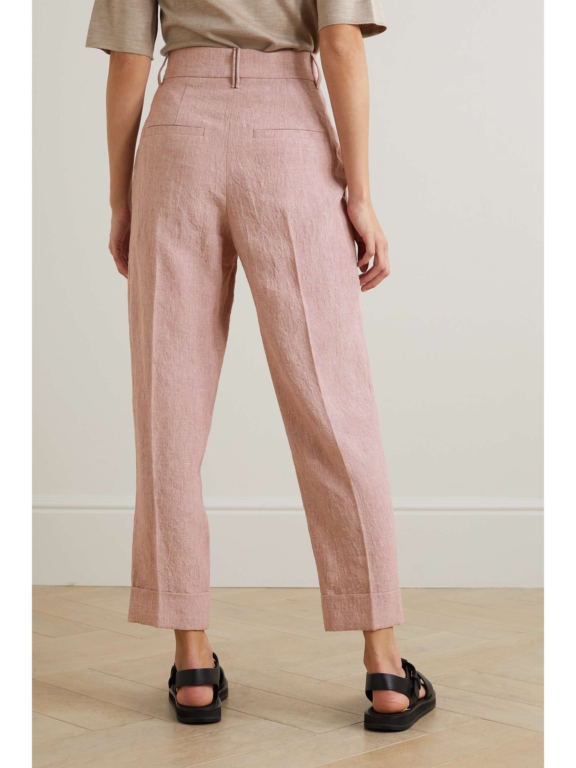 BRUNELLO CUCINELLI Pleated linen tapered pants