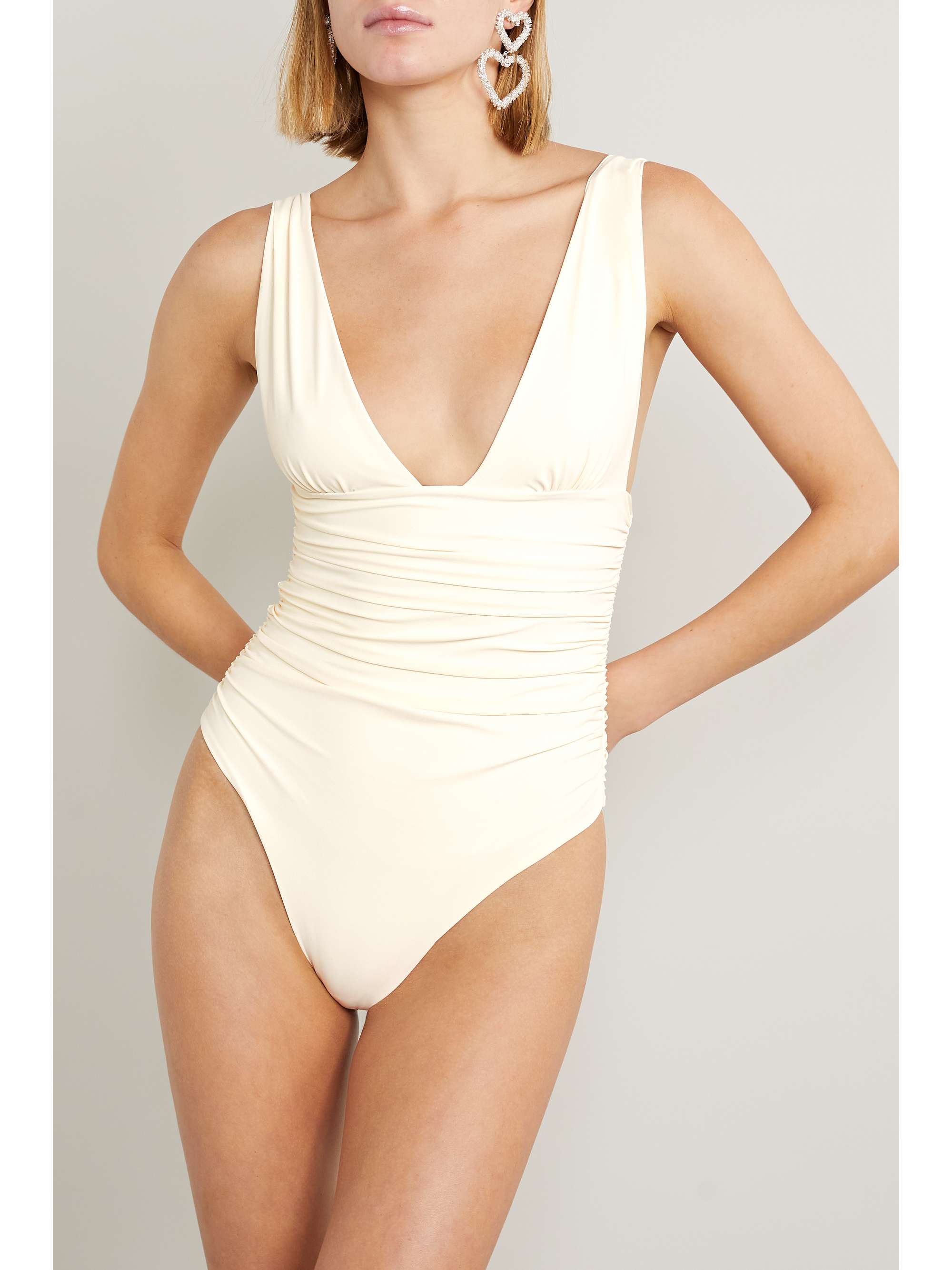 MAGDA BUTRYM Appliquéd ruched swimsuit