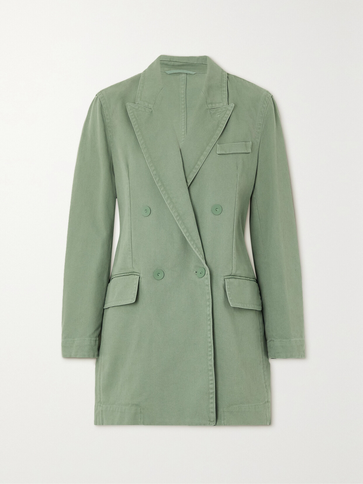 Max Mara Zenobia Double-breasted Cotton-twill Blazer In Green