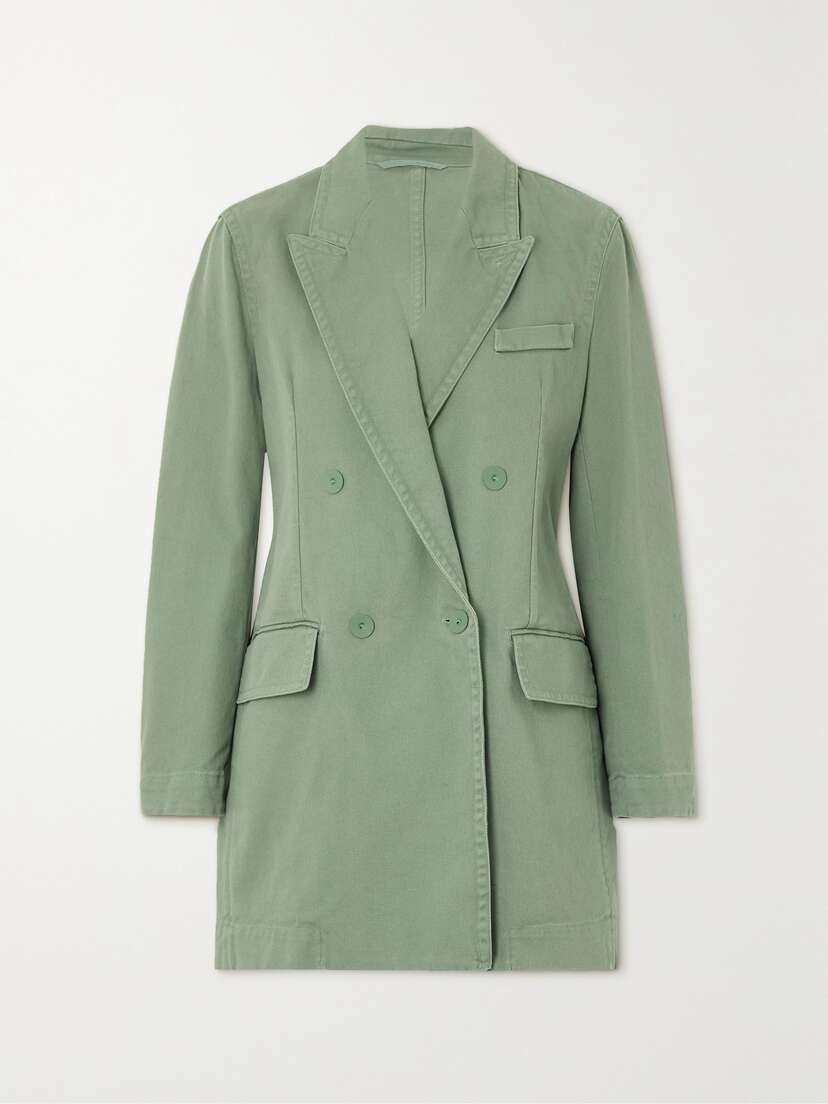 Max Mara Zenobia Double-breasted Cotton-twill Blazer - UK 14