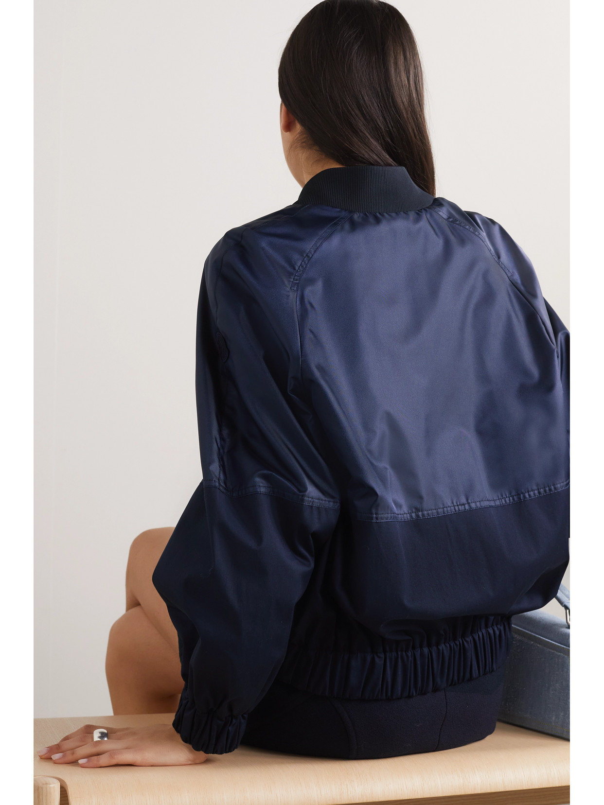 MONCLER GOBIE SATIN AND COTTON-BLEND TWILL BOMBER JACKET 