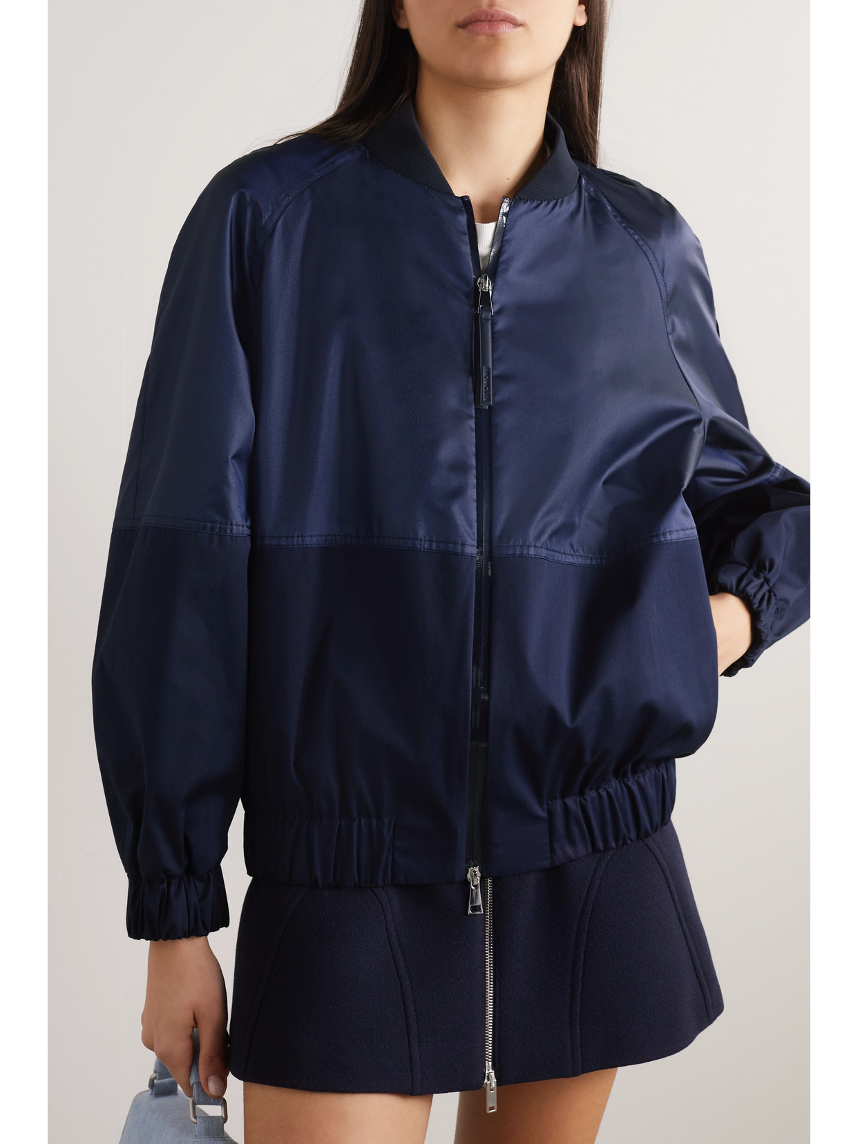MONCLER GOBIE SATIN AND COTTON-BLEND TWILL BOMBER JACKET 