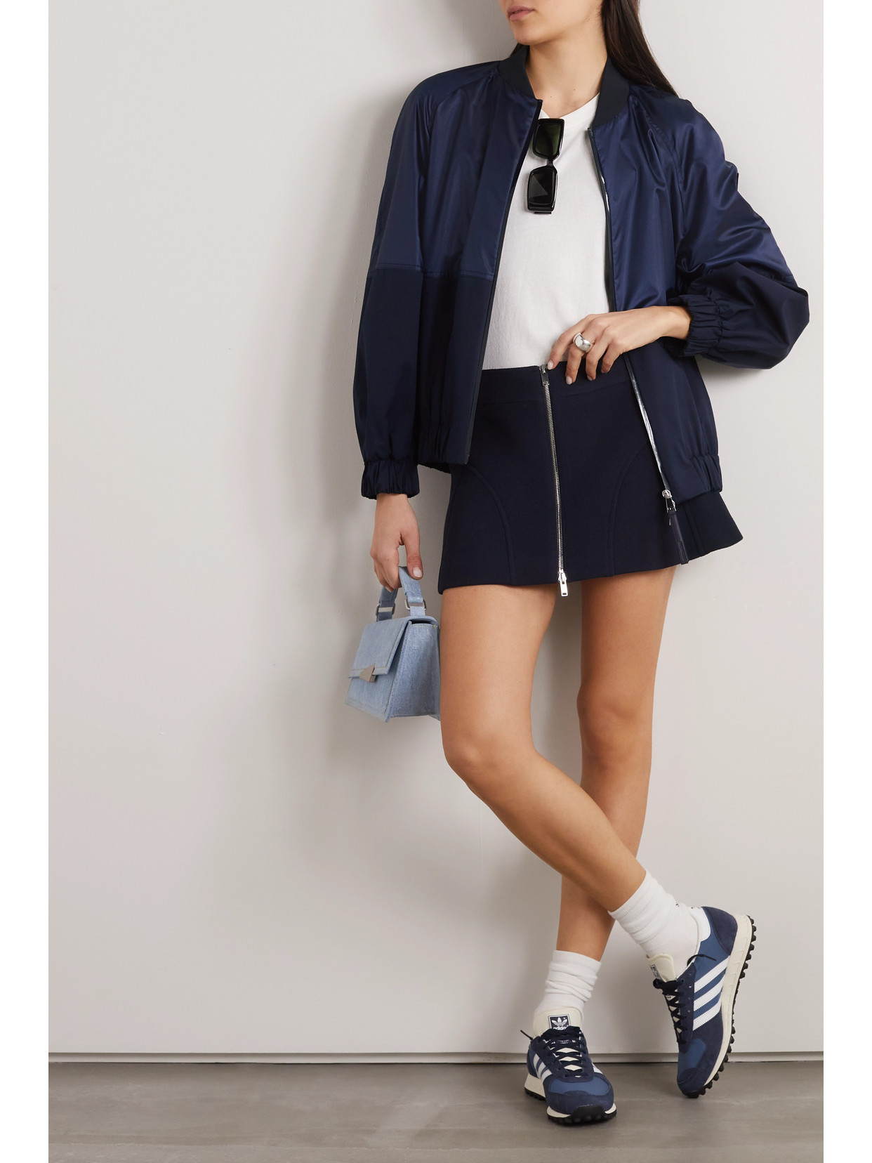 MONCLER GOBIE SATIN AND COTTON-BLEND TWILL BOMBER JACKET 
