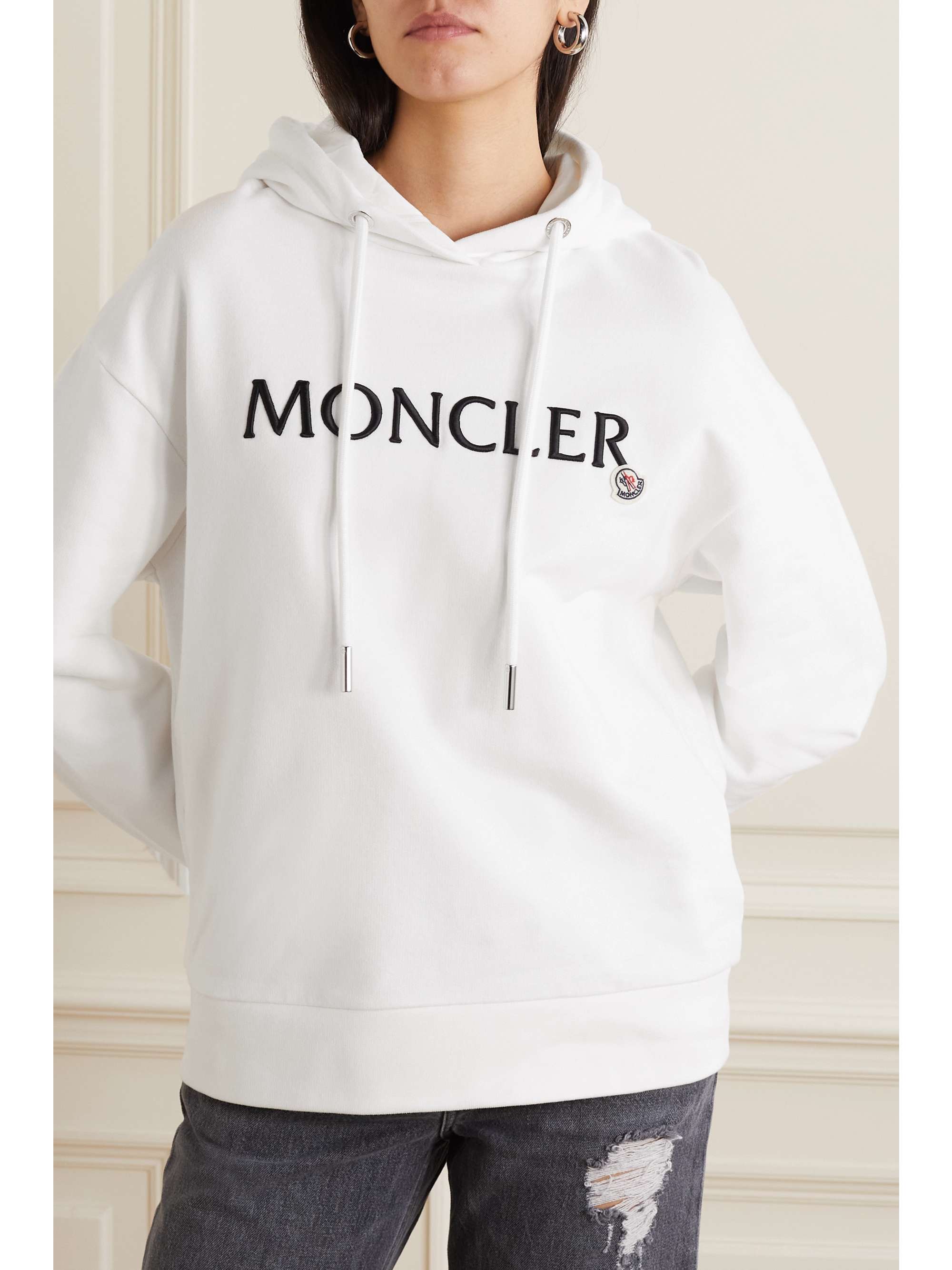 MONCLER Appliquéd cotton-jersey hoodie
