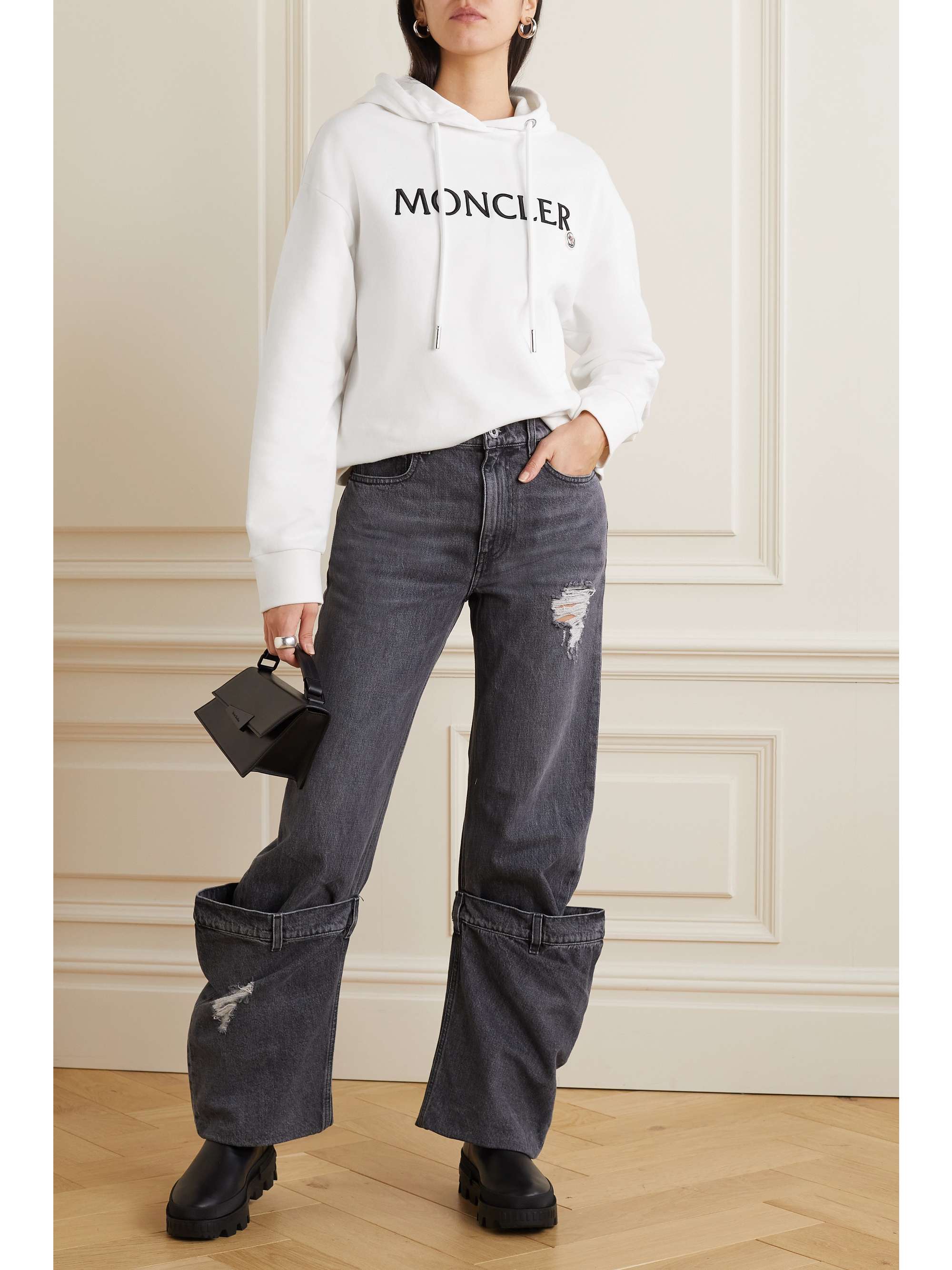 MONCLER Appliquéd cotton-jersey hoodie
