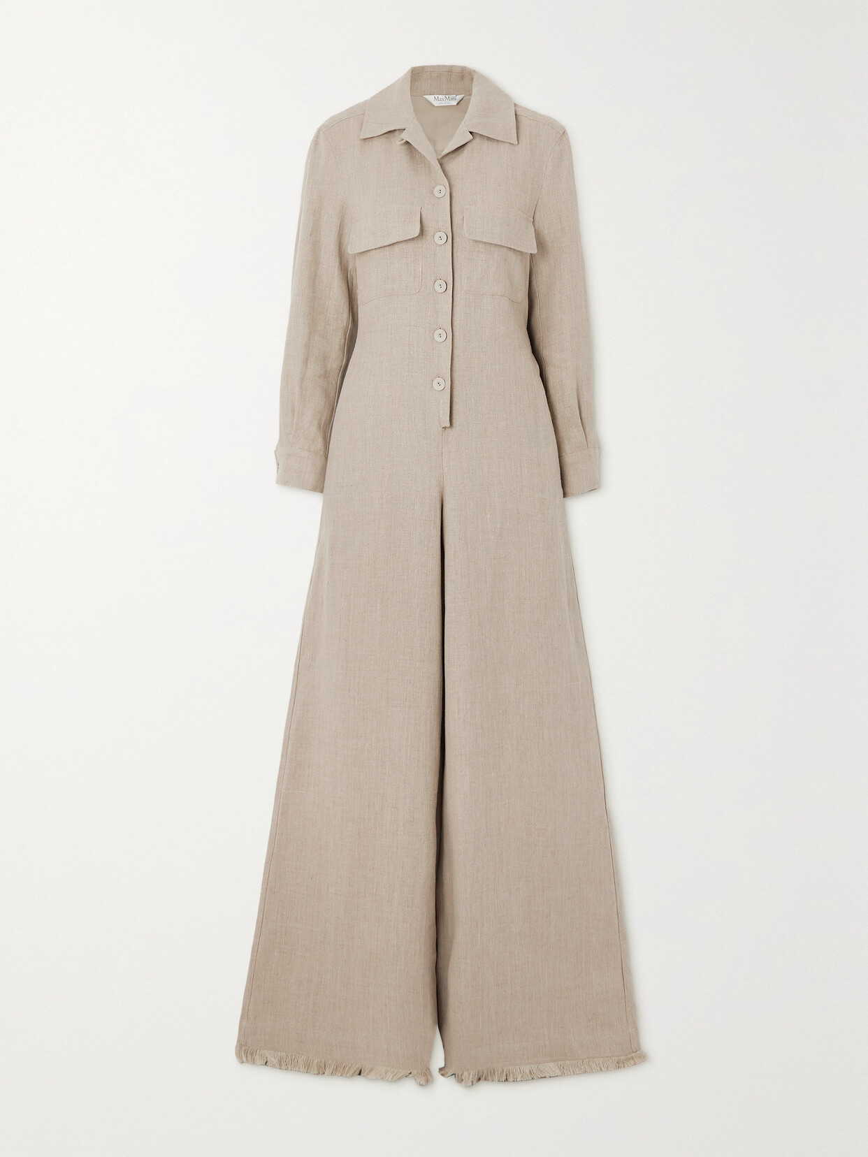 Max Mara - Belted Linen Jumpsuit - Neutrals