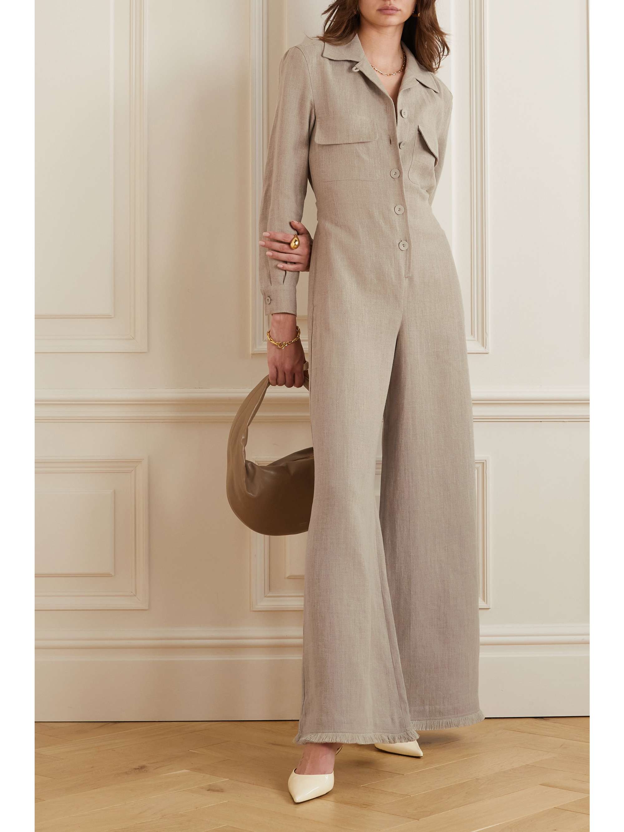 【アメリヴィ】 L´Appartement DEUXIEME CLASSE - Belted Linen Jumpsuits / Beige