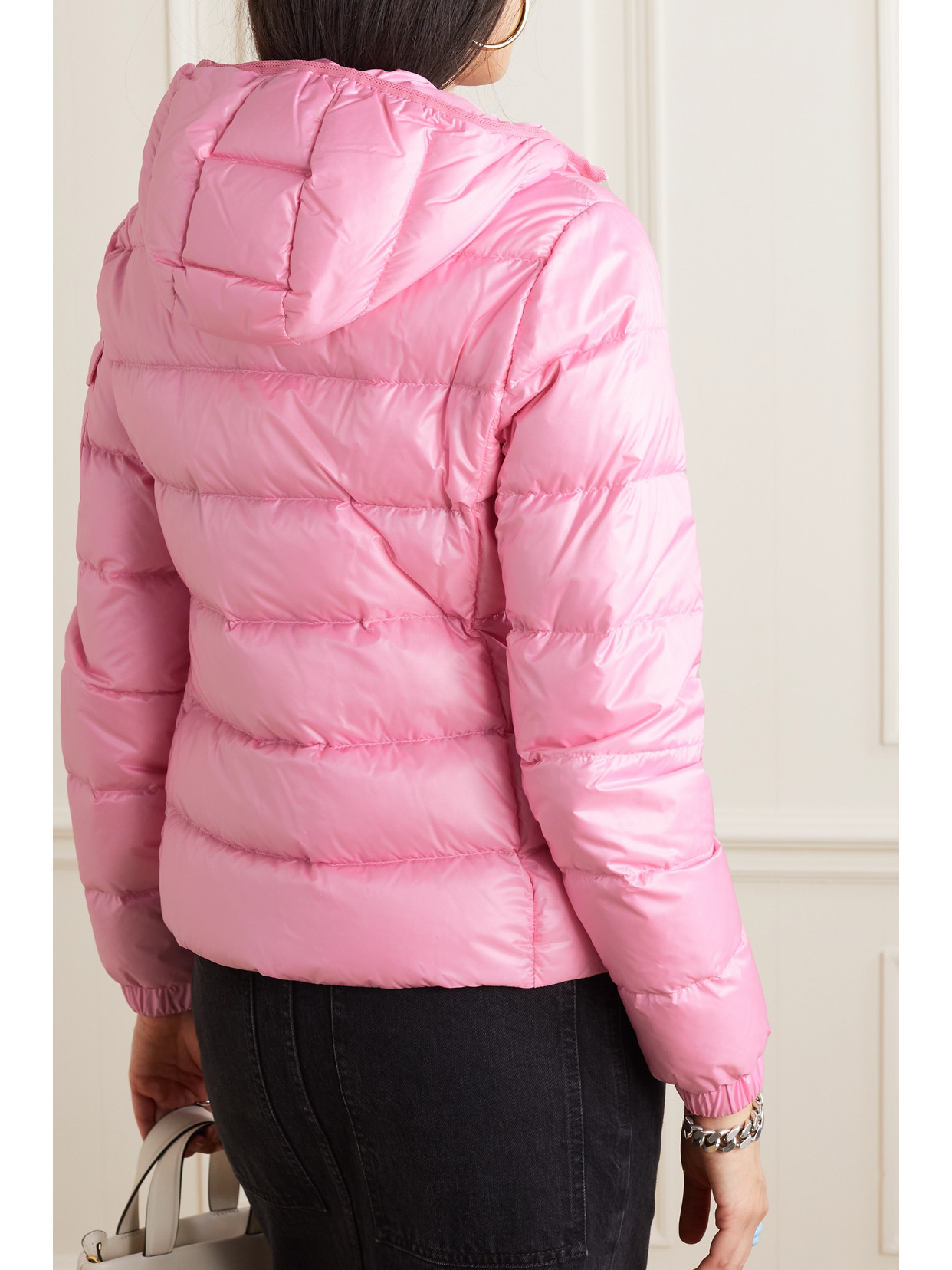 Moncler Gles Hooded Quilted Padded Shell Down Jacket In Pink