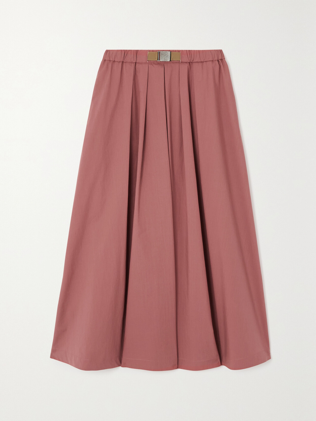 Brunello Cucinelli Buckled Pleated Midi Skirt In Pink