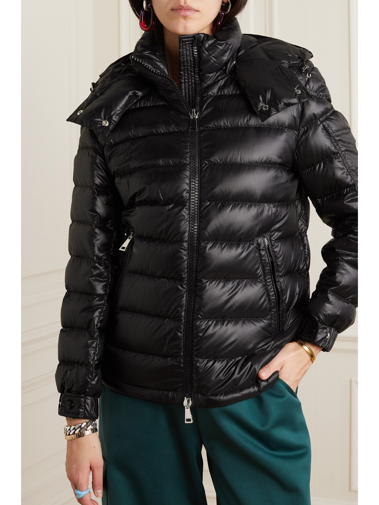 MONCLER DALLES HOODED QUILTED PADDED SHELL DOWN JACKET 
