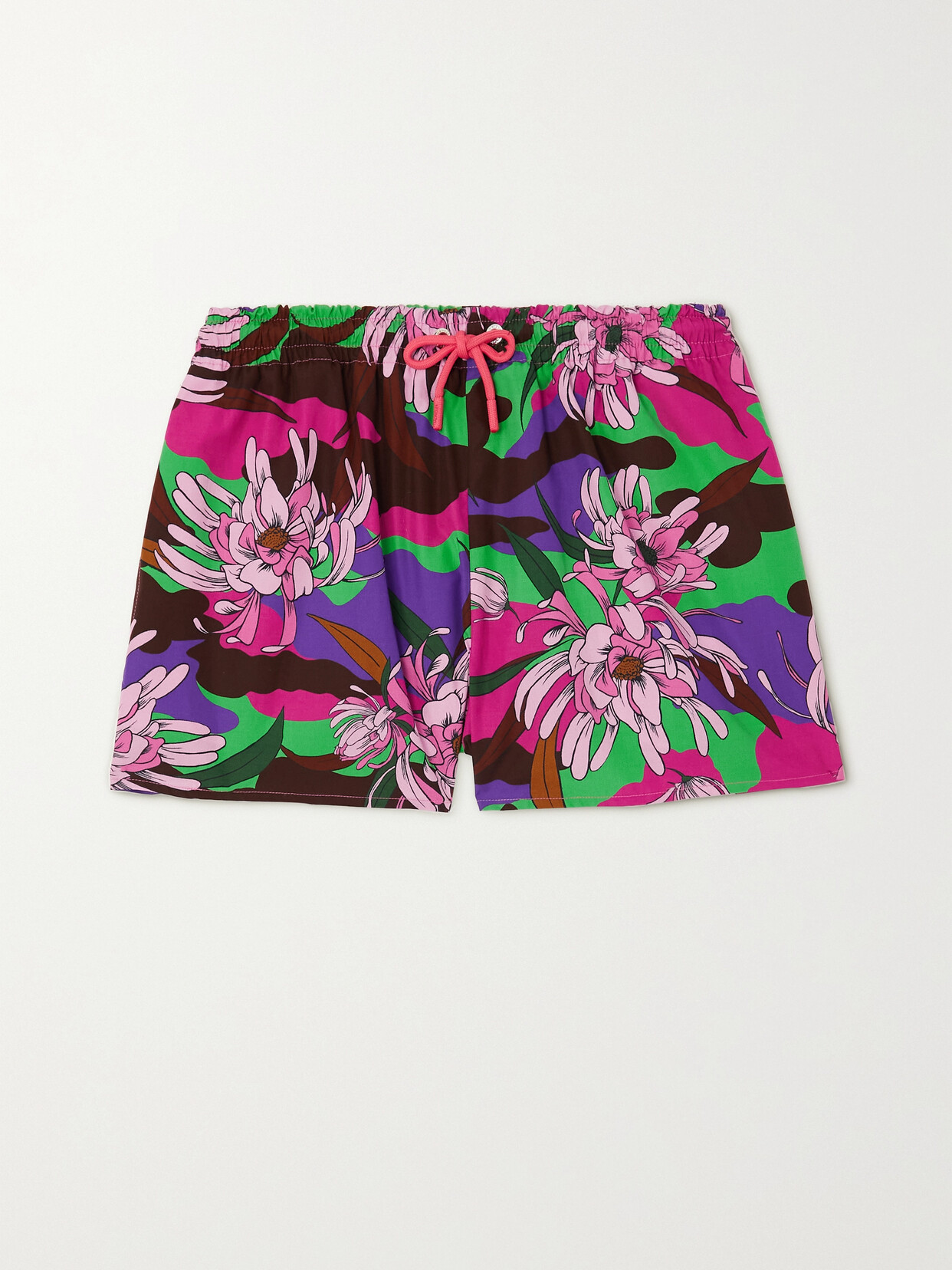 Moncler - Floral-print Cotton-poplin Shorts - Purple