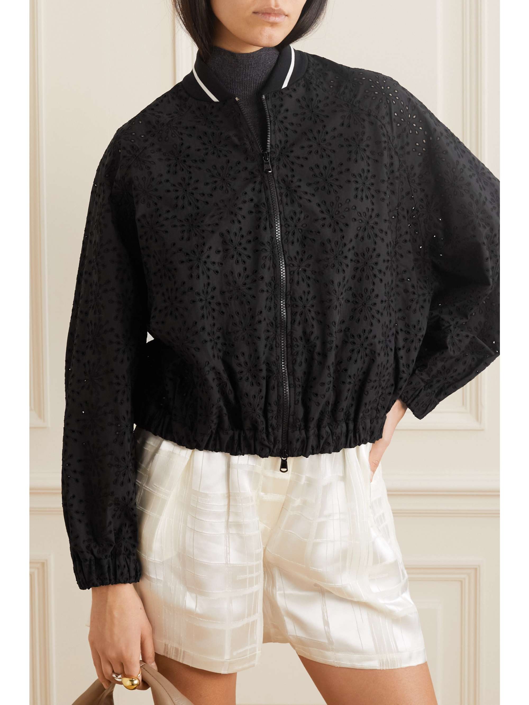 BRUNELLO CUCINELLI Broderie anglaise cotton bomber jacket