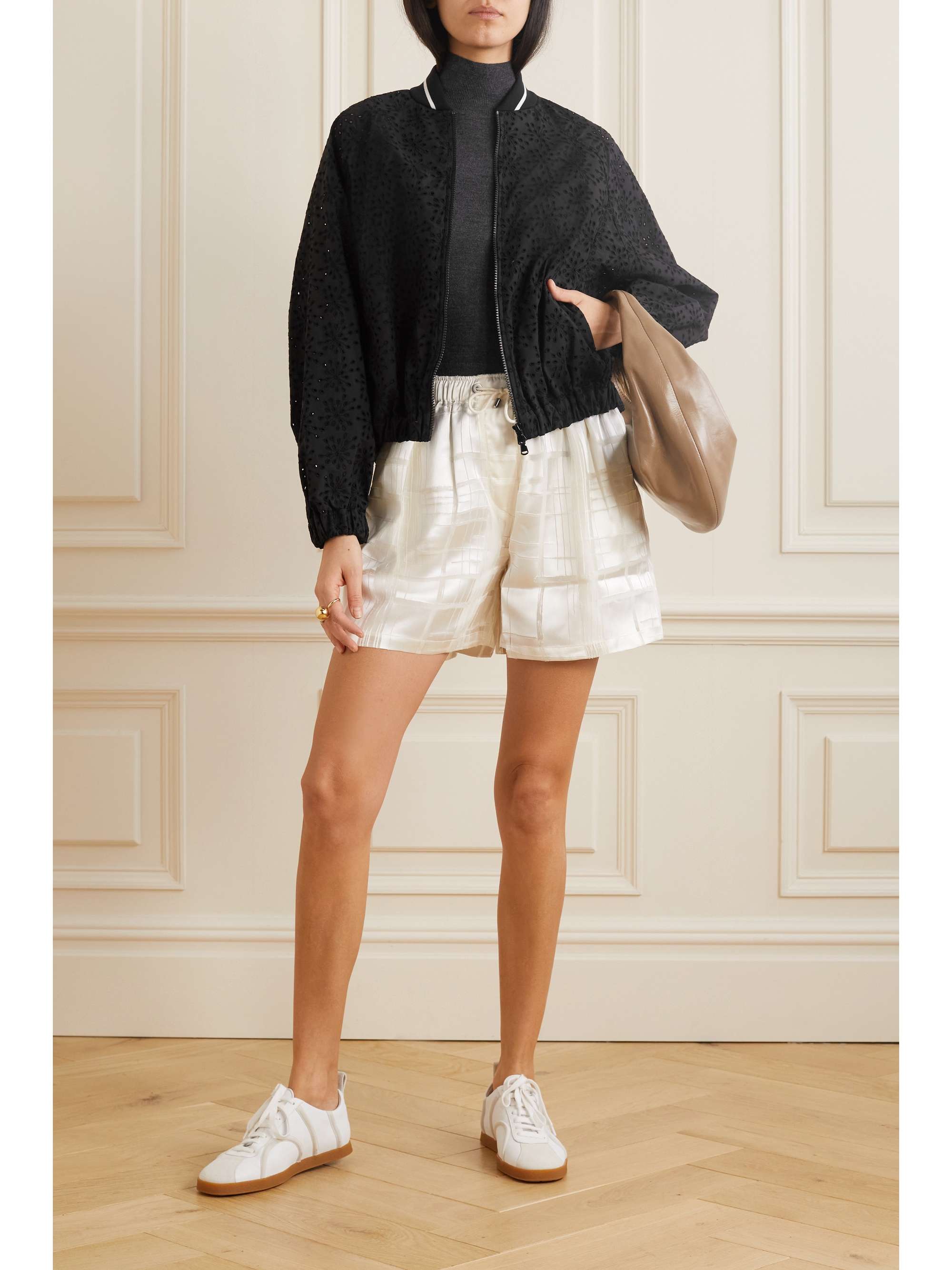 BRUNELLO CUCINELLI Broderie anglaise cotton bomber jacket