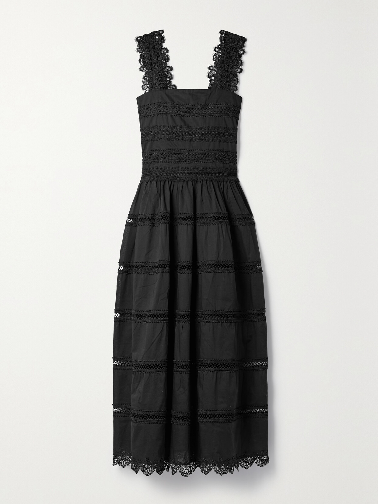 WAIMARI - Kate Cotton-voile And Guipure Lace Midi Dress - Black