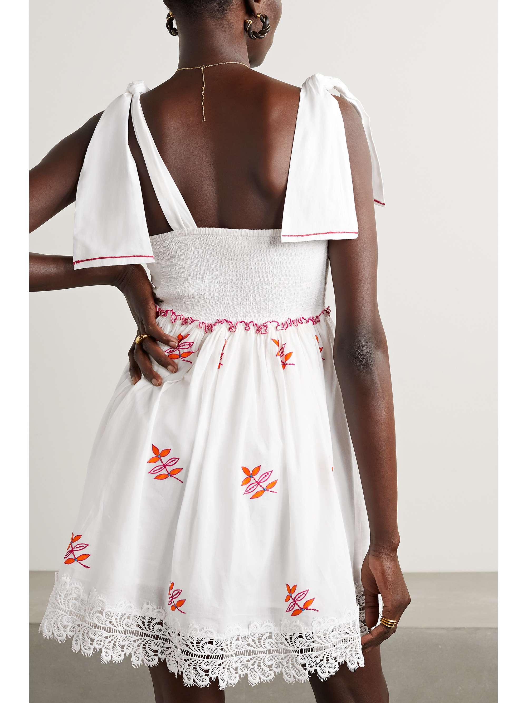 WAIMARI Ximena crochet-trimmed embroidered cotton-voile mini dress
