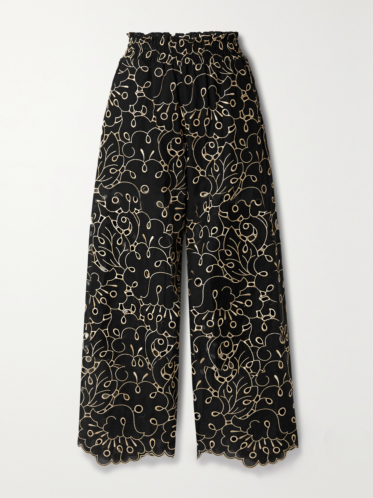 WAIMARI + NET SUSTAIN ROSALIA BRODERIE ANGLAISE COTTON-BLEND VOILE STRAIGHT-LEG PANTS