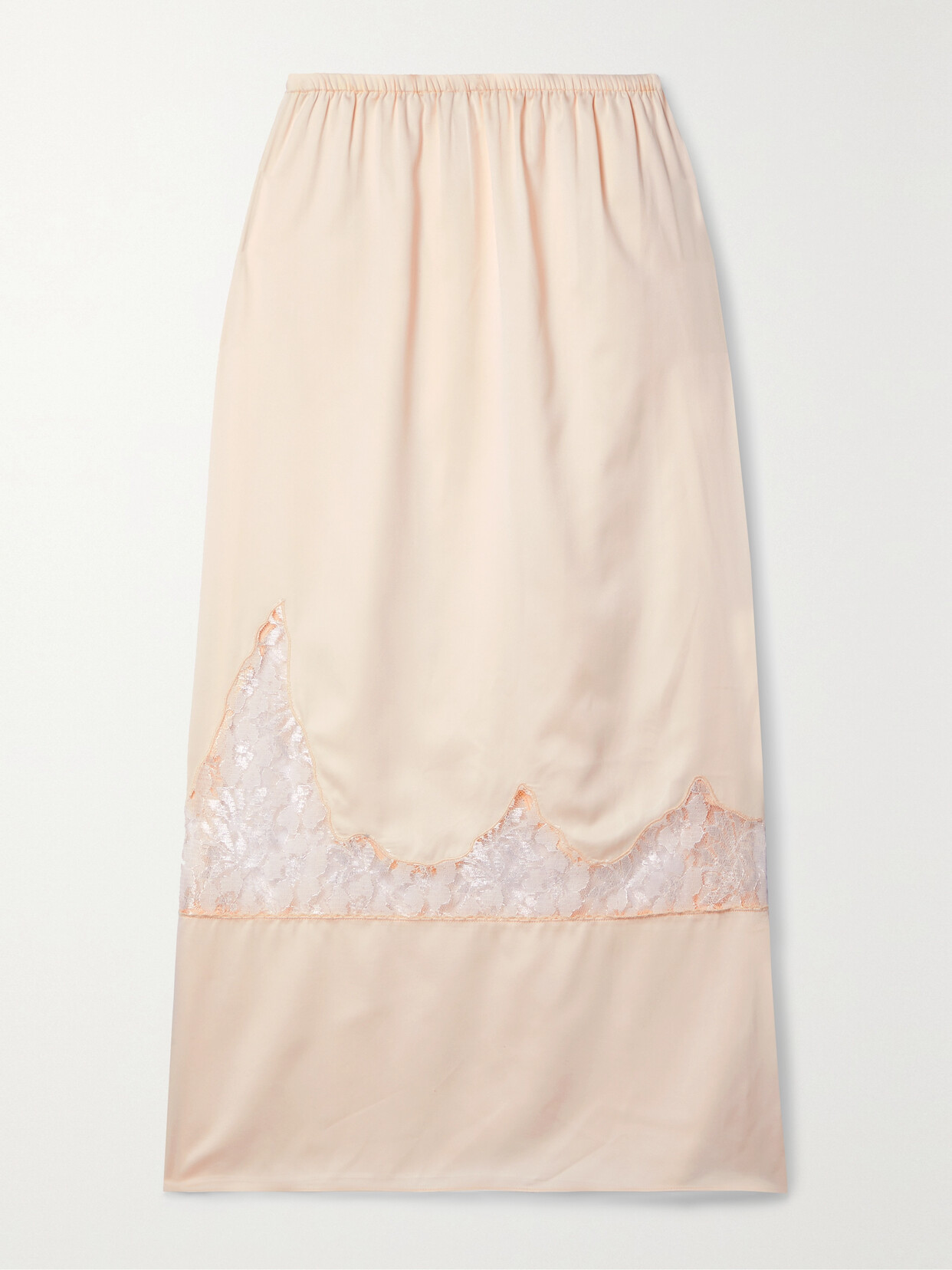 LoveShackFancy - Fayette Lace-trimmed Crepe De Chine Midi Skirt - Cream