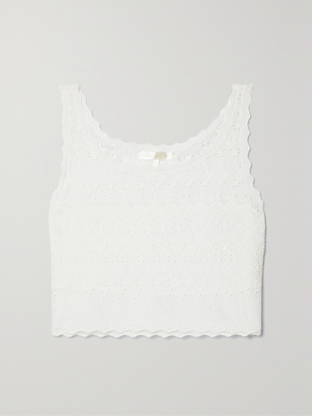 LoveShackFancy - Luvita Cropped Broderie Anglaise Cotton Tank - White