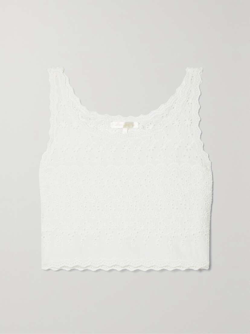 LoveShackFancy Luvita Cropped Broderie Anglaise Cotton Tank