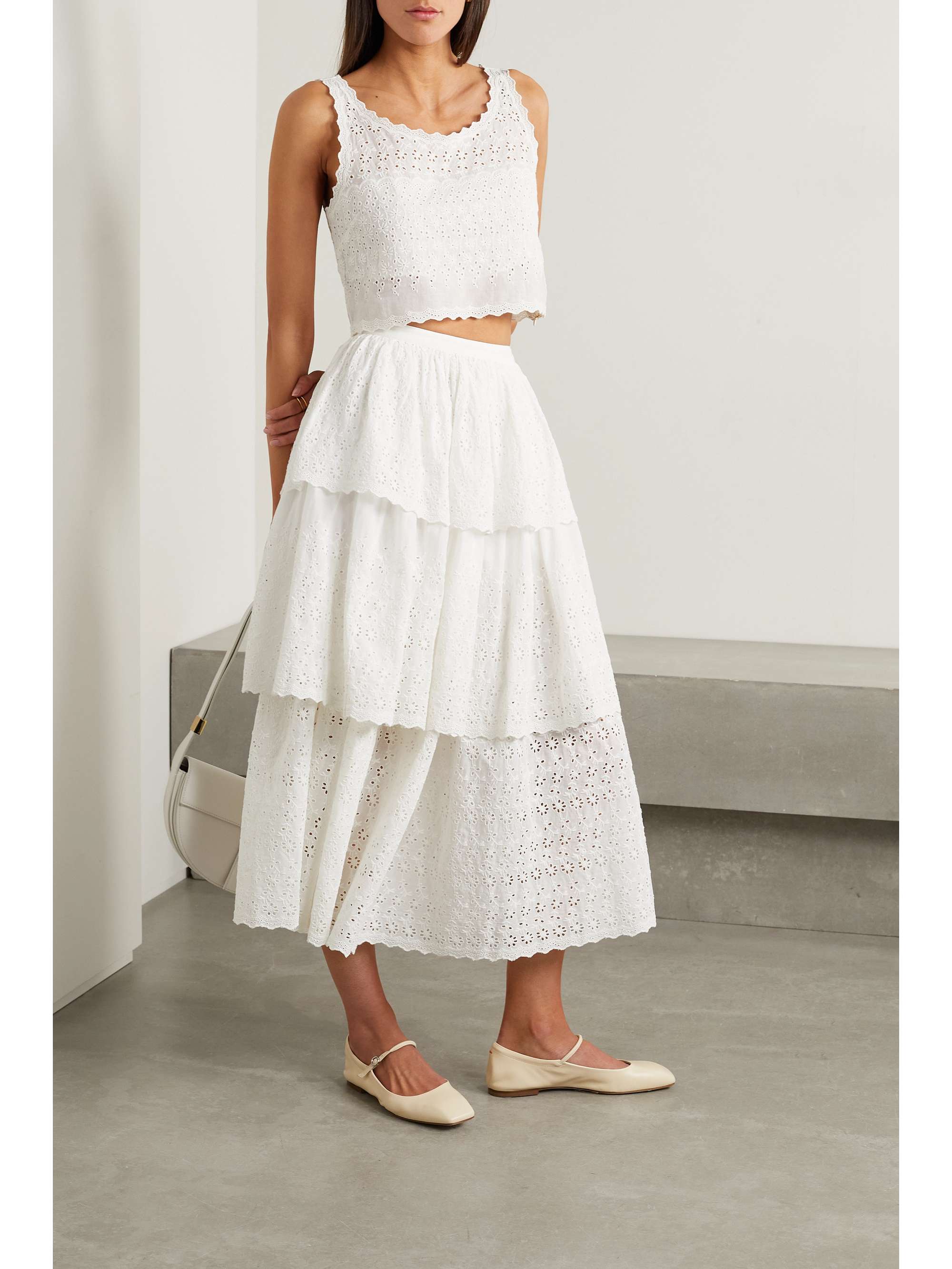 LOVESHACKFANCY Luvita cropped broderie anglaise cotton tank