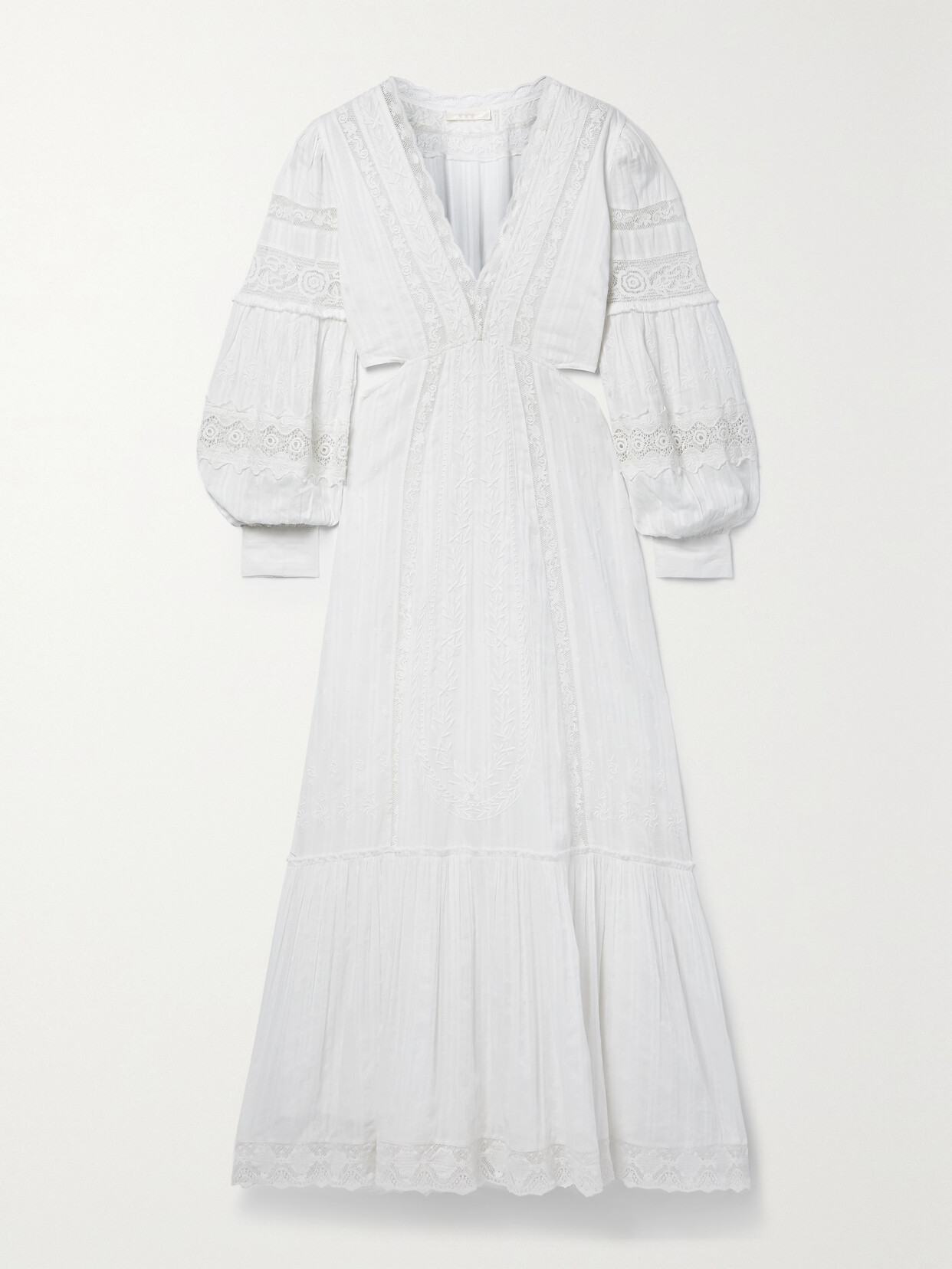 LoveShackFancy - Aneesha Cutout Embroidered Crochet-trimmed Cotton-voile Maxi Dress - White